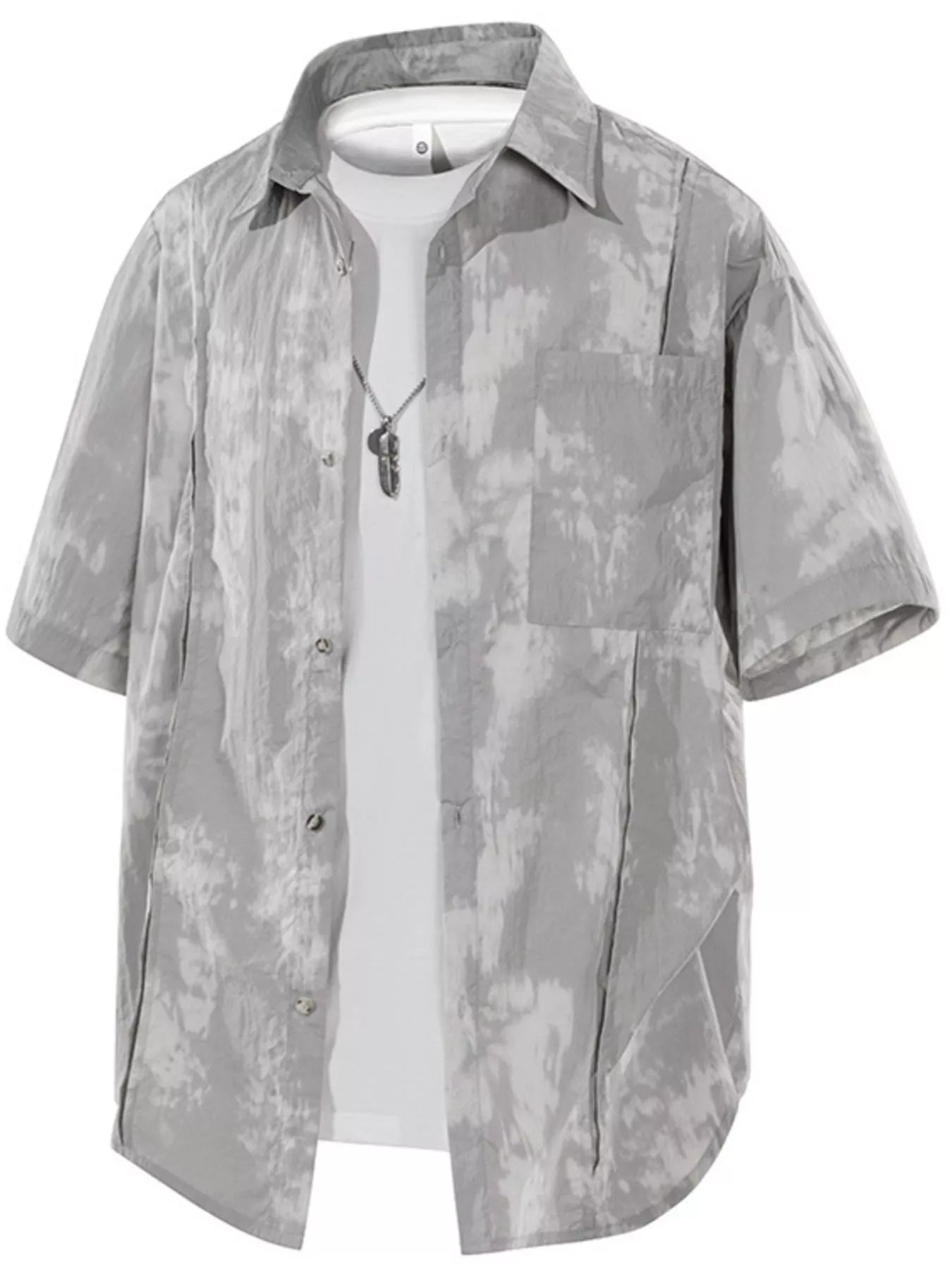 Men's Plus Size Tie-Dye Print Casual Short Sleeve Shirt