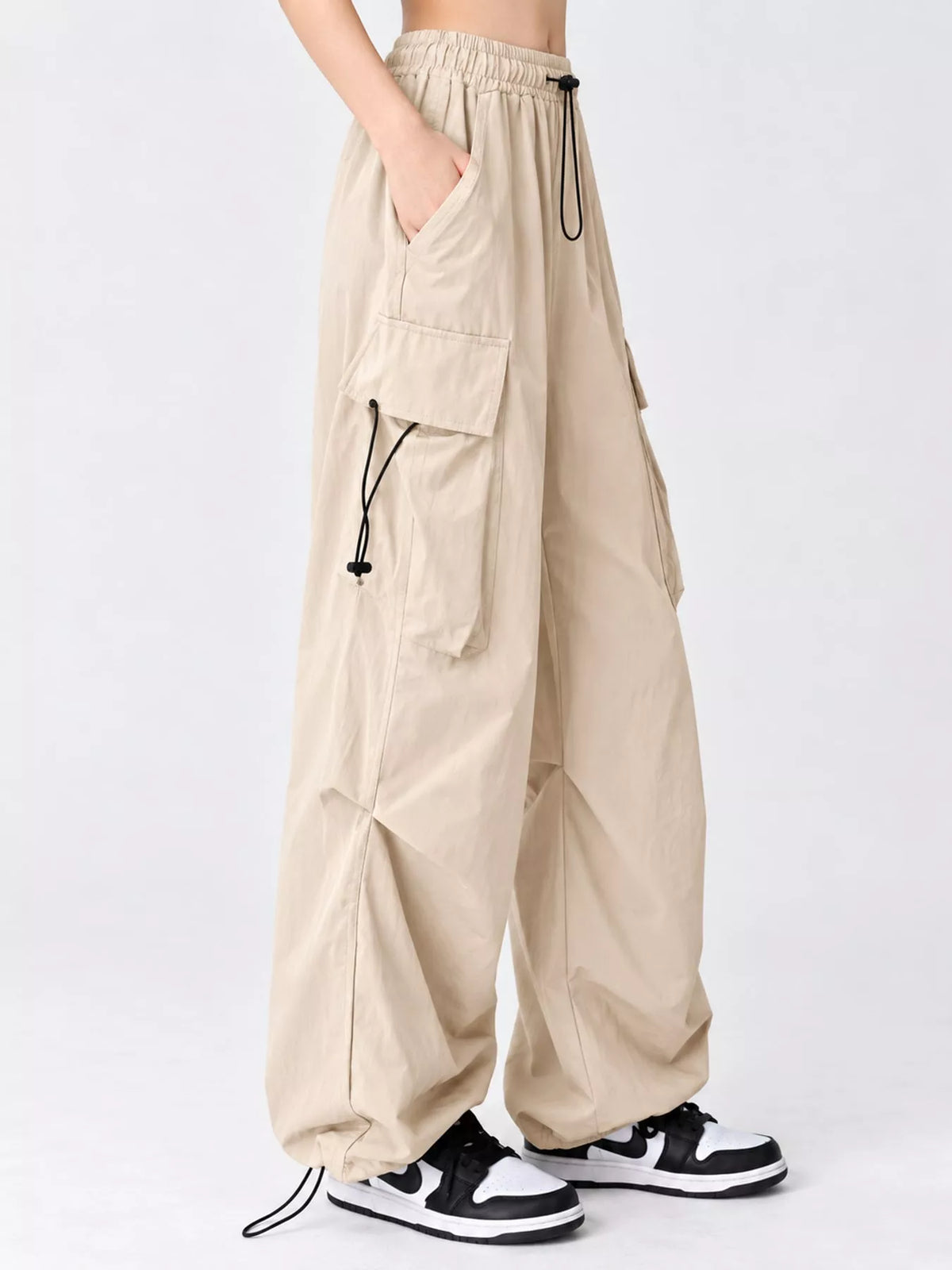 Full Size Drawstring Cargo Pants Plus Size