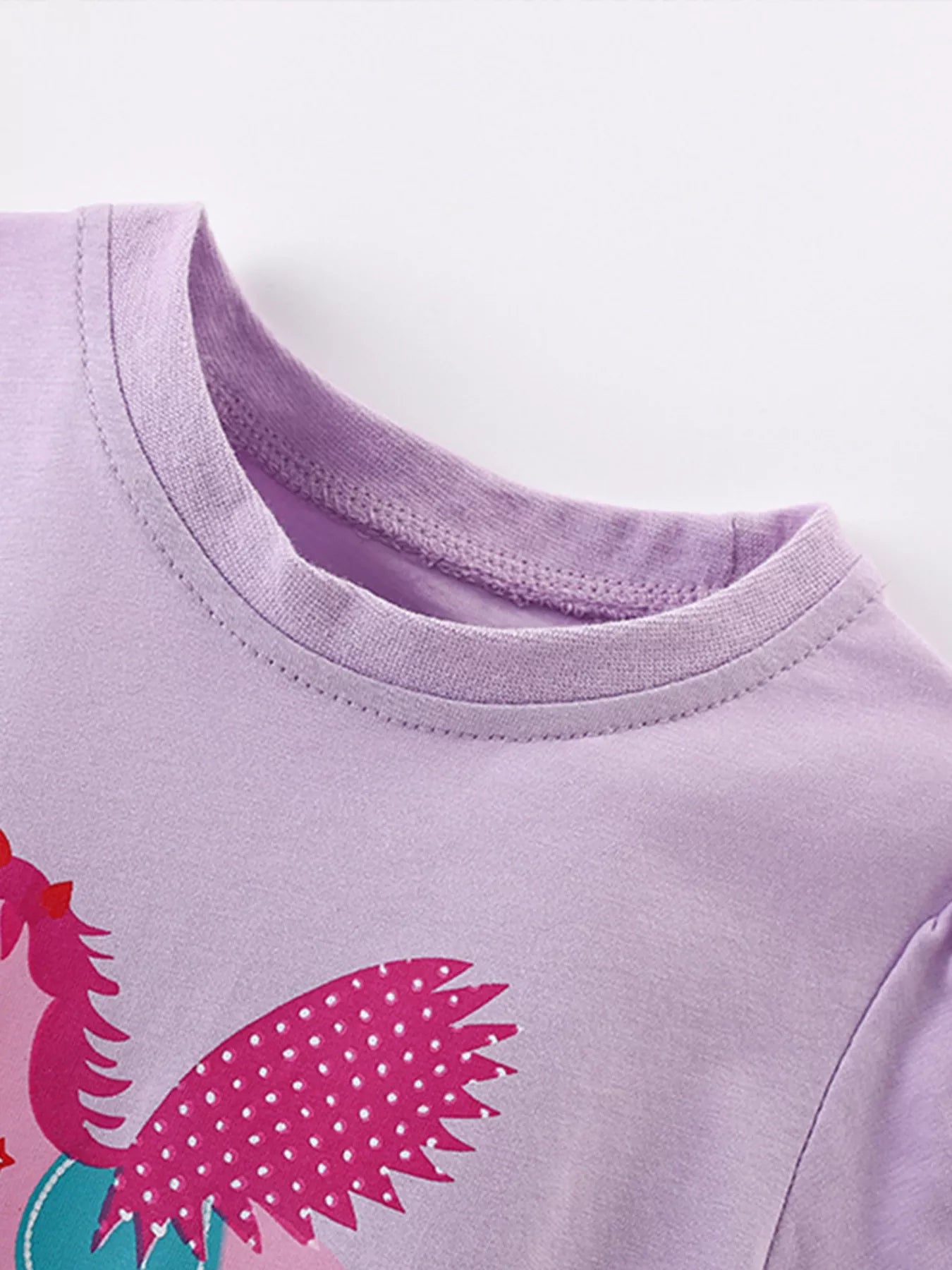 Children's Cute Cartoon Horse Graphic Top with Ruffle Hem
