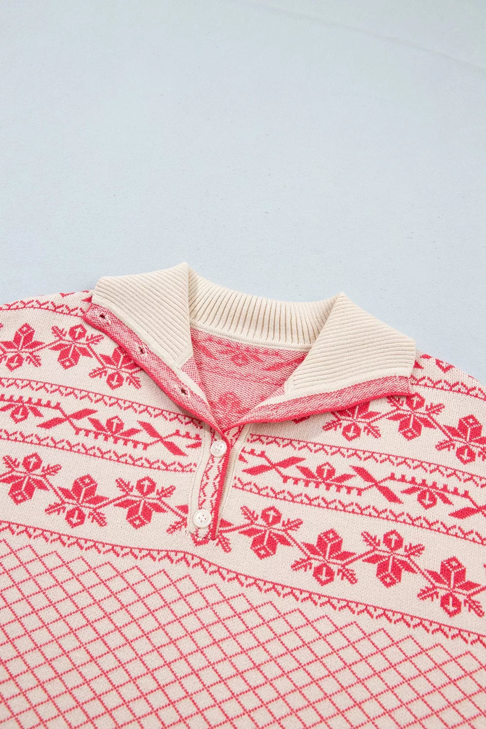 Quarter Button Dropped Shoulder Sweater