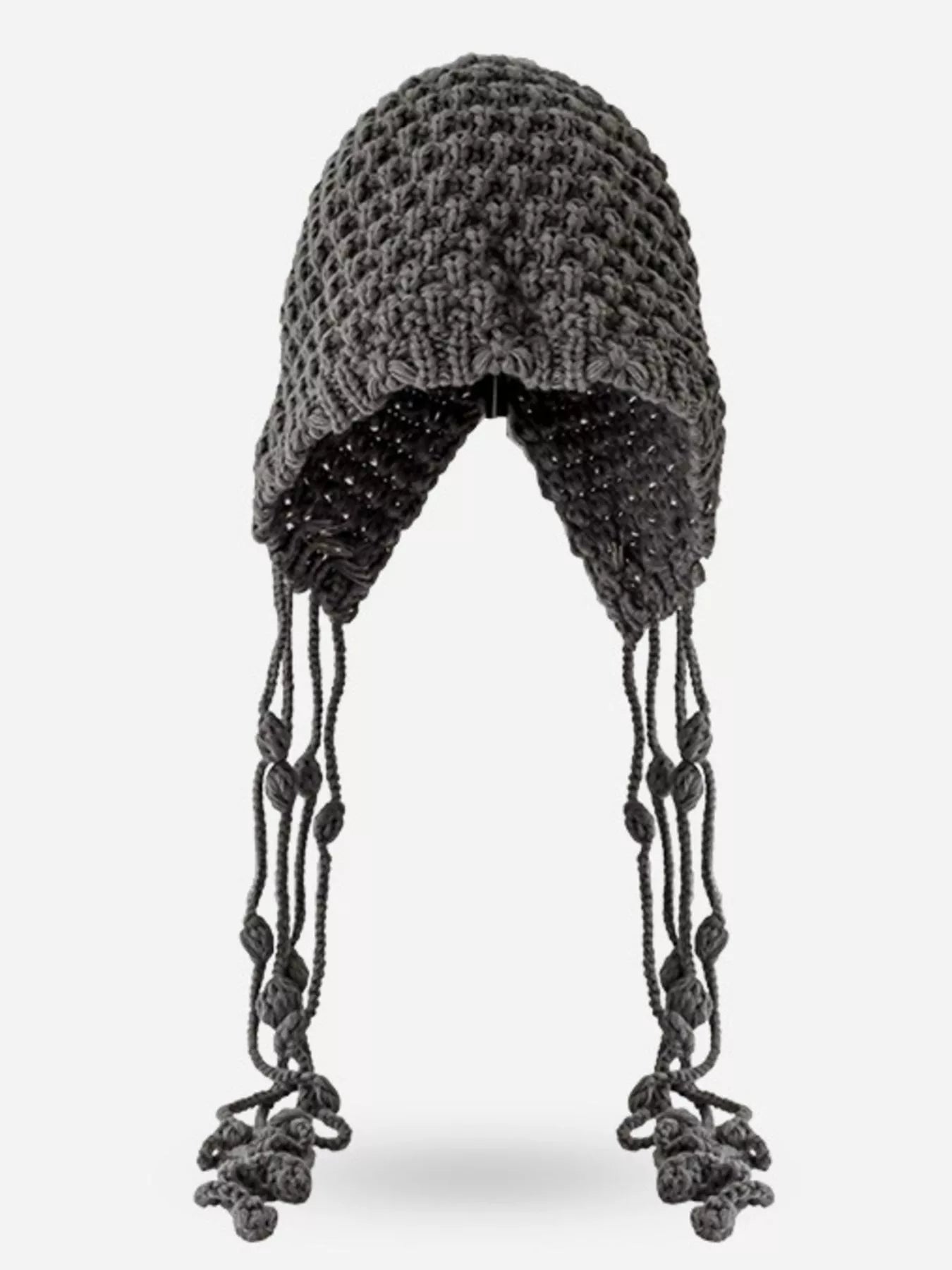 Fringe Knitted Beanie Hat