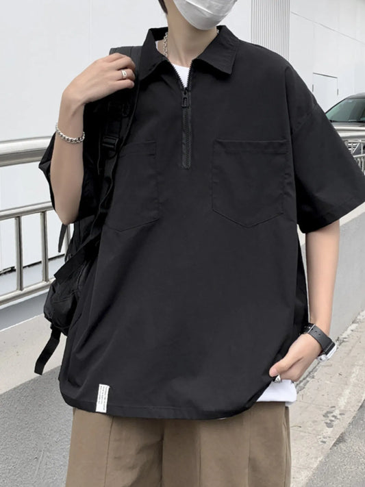 Men's Half-Zip Oversized Blouse