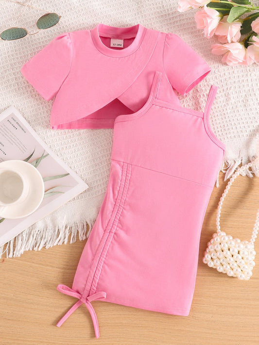 Children's Crop Top & Ruched Dress Set