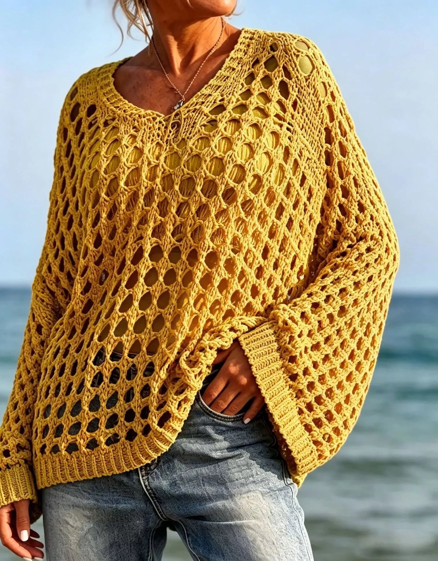 Lightweight Openwork Crochet Knit Cover Up