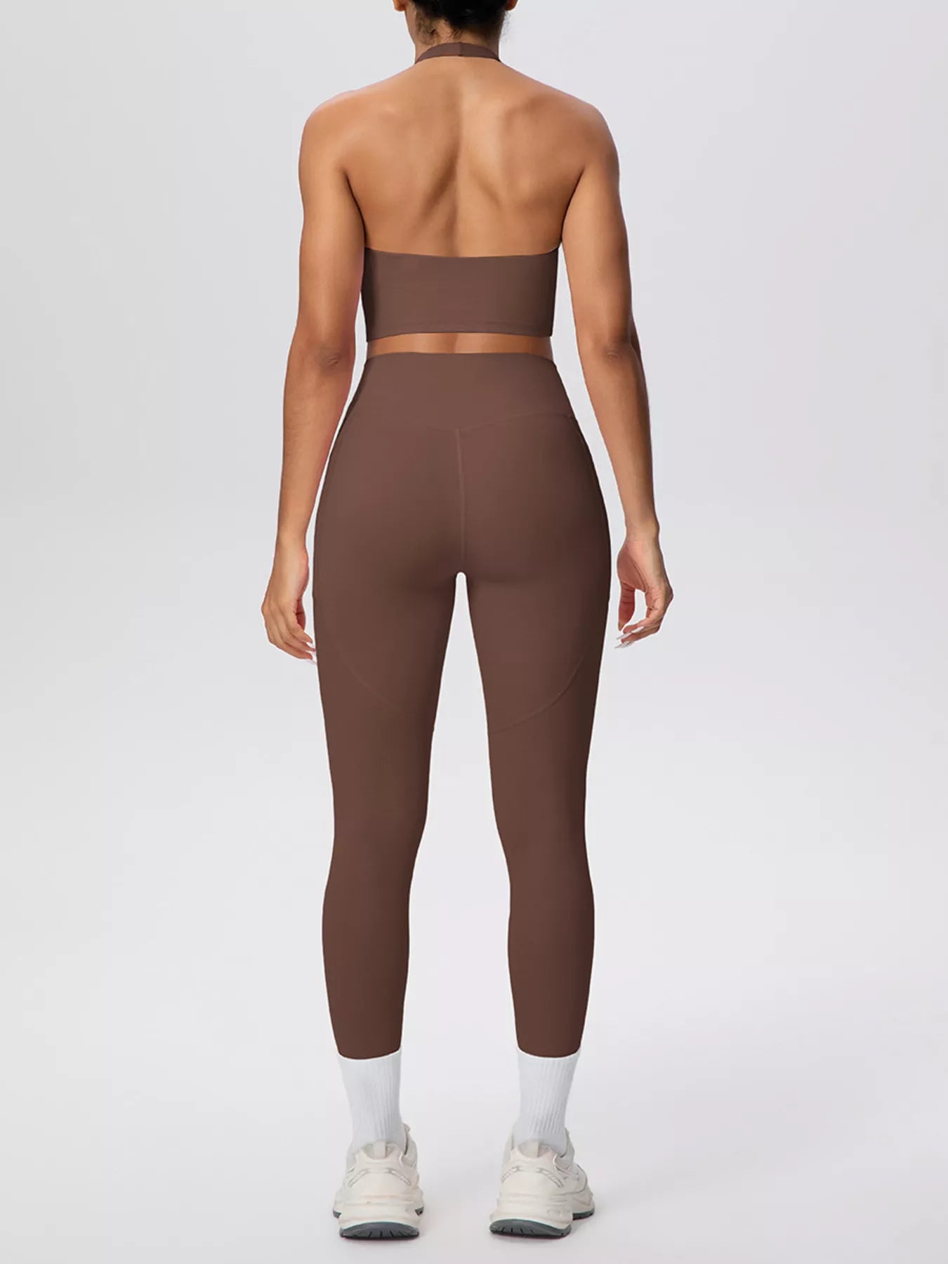 Halter Neck Crop Top and High-Waisted Leggings Active Set