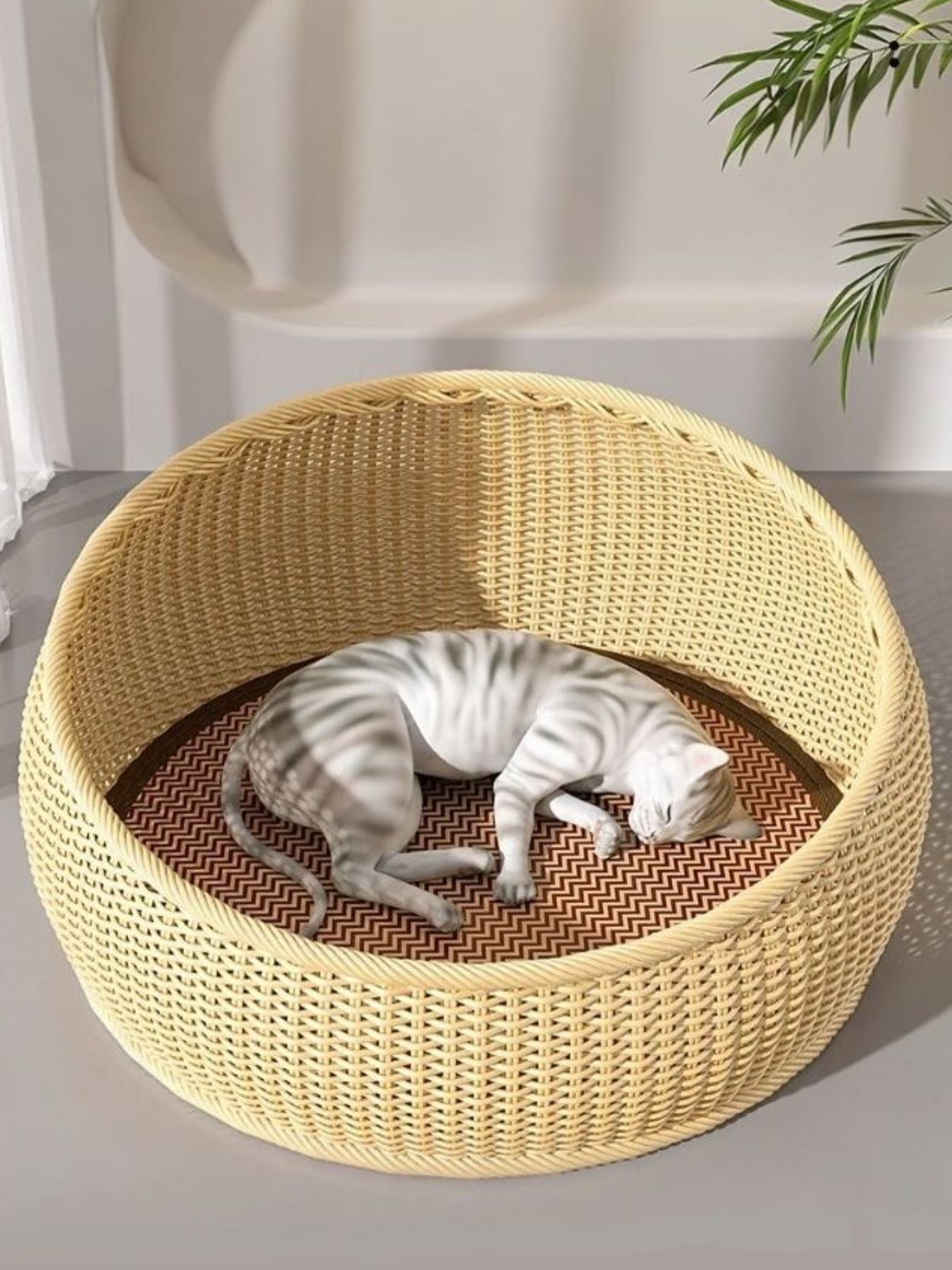 Round Woven Rattan Pet Nest