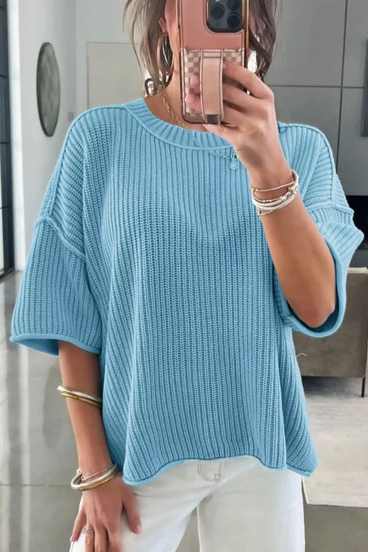 Casual Knit Half Sleeve Sweater