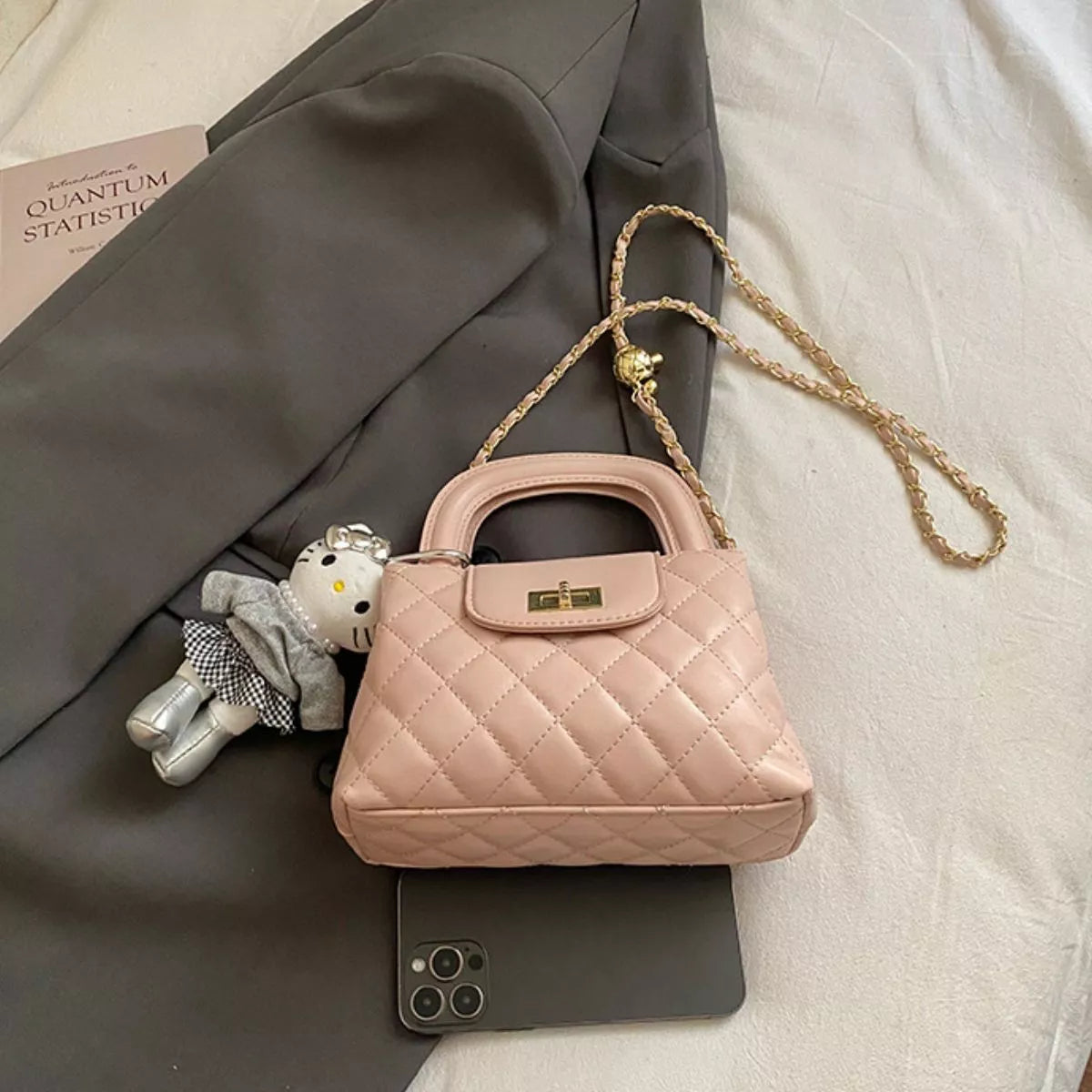 Quilted Chain Strap Crossbody Bag