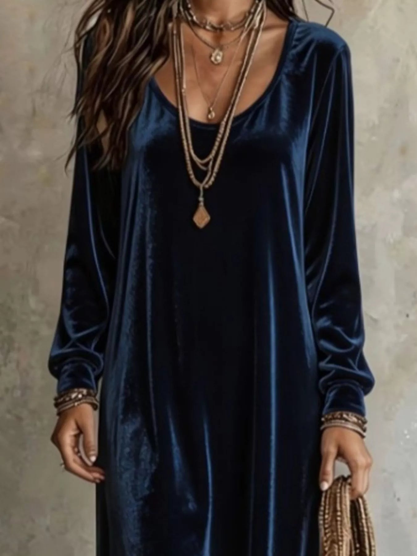 Velvet Maxi Dress with Flowy Hem
