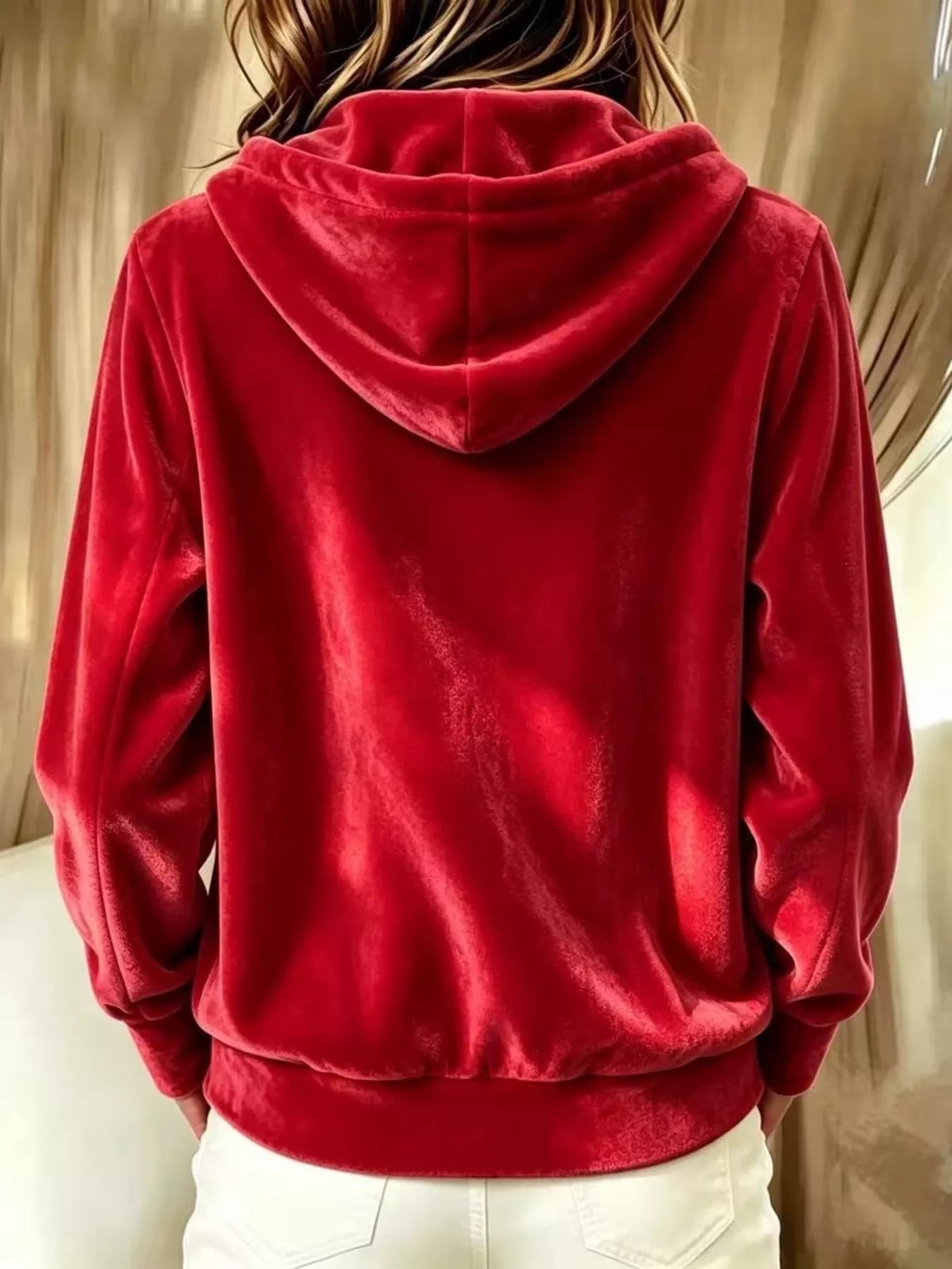 Full Size Velvet Button-Down Hooded Outerwear Plus Size