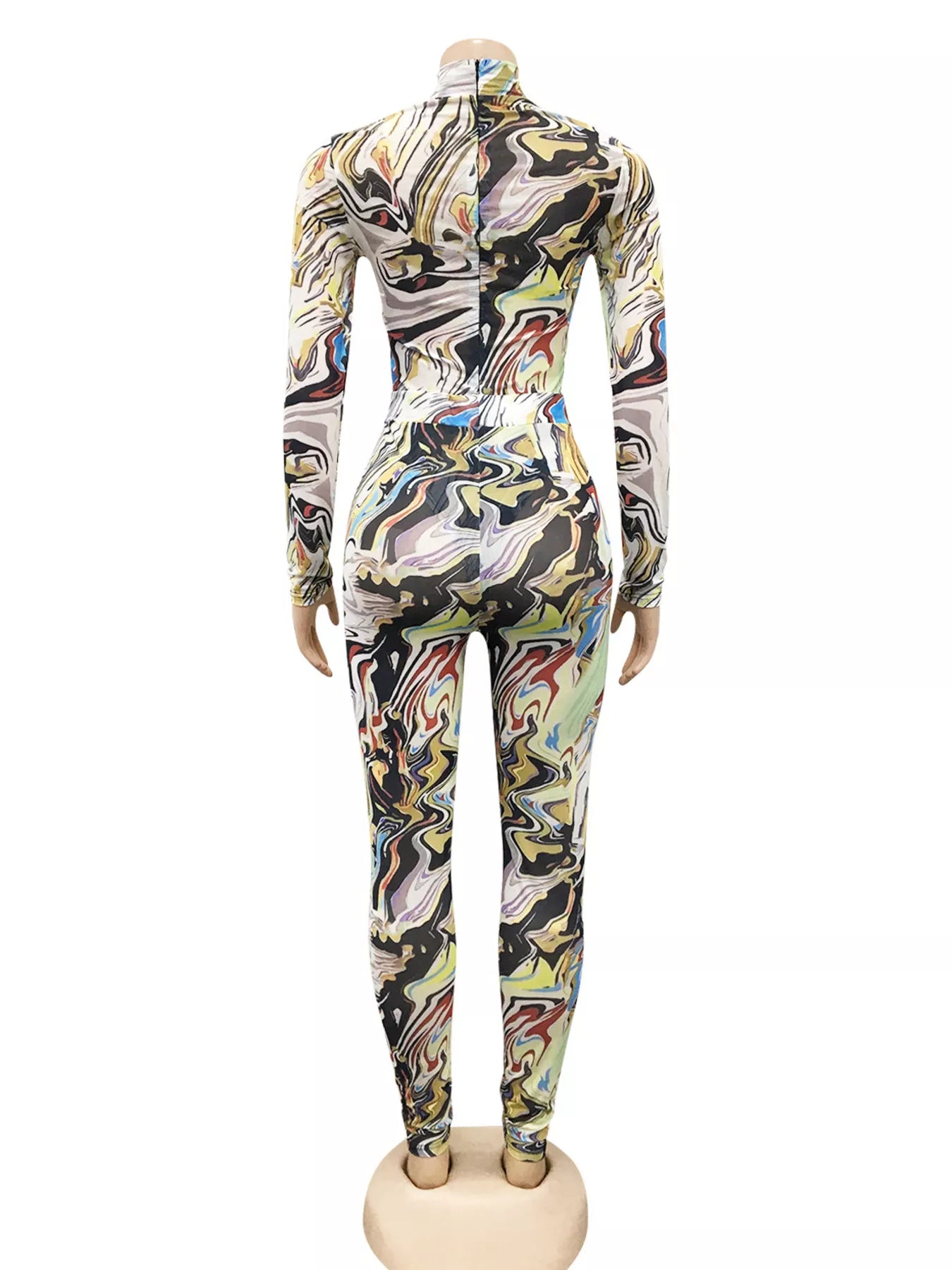 Abstract Swirl Print Top and Pants Set