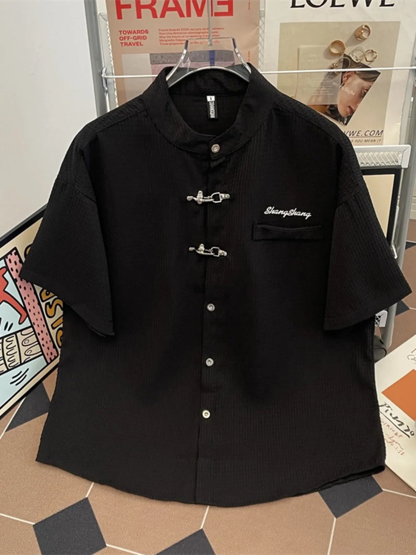 Men's Plus Size Texture Button Up Short Sleeve Shirt