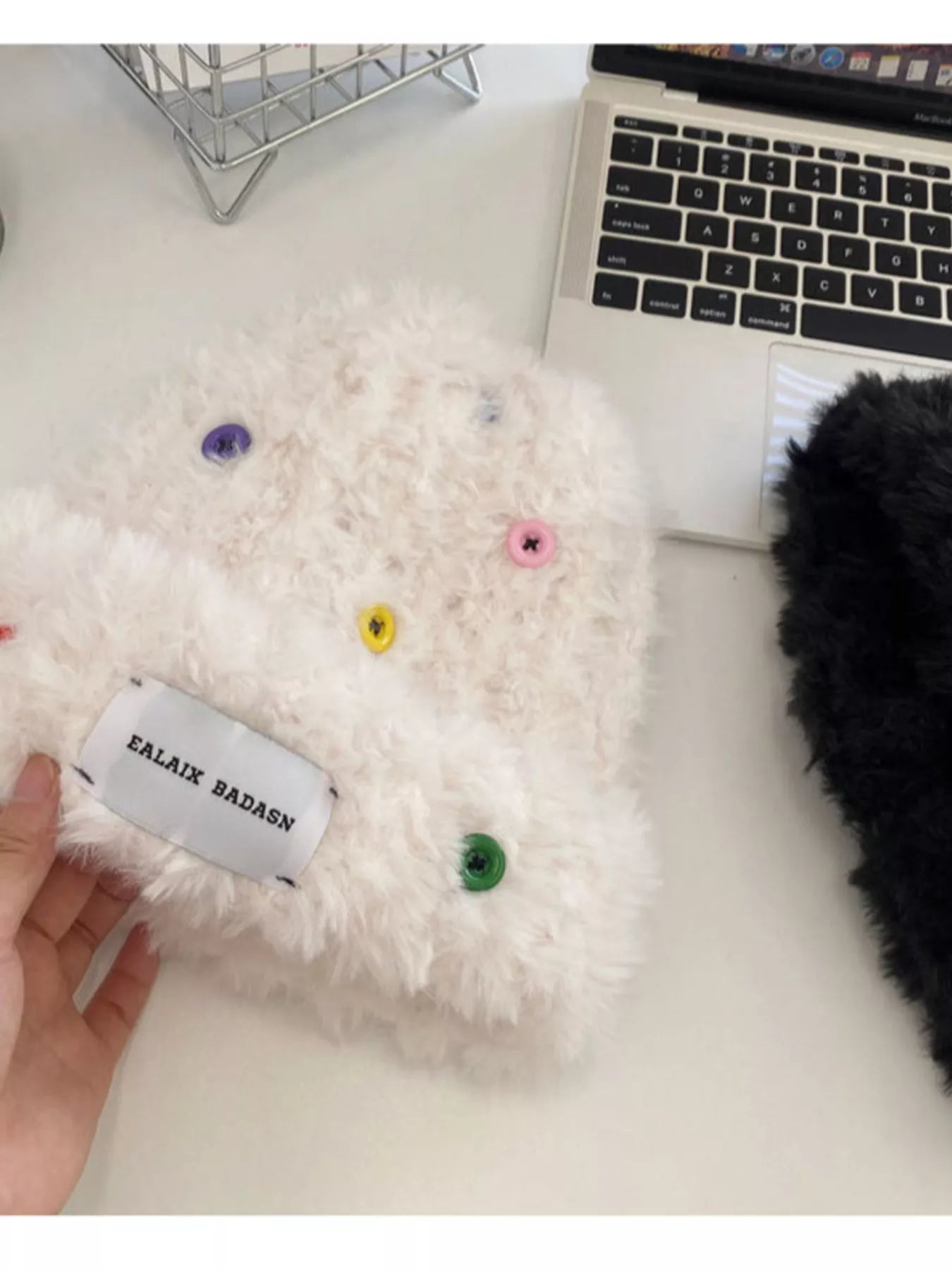 Colorful Buttons Decor Plush Beanie Hat