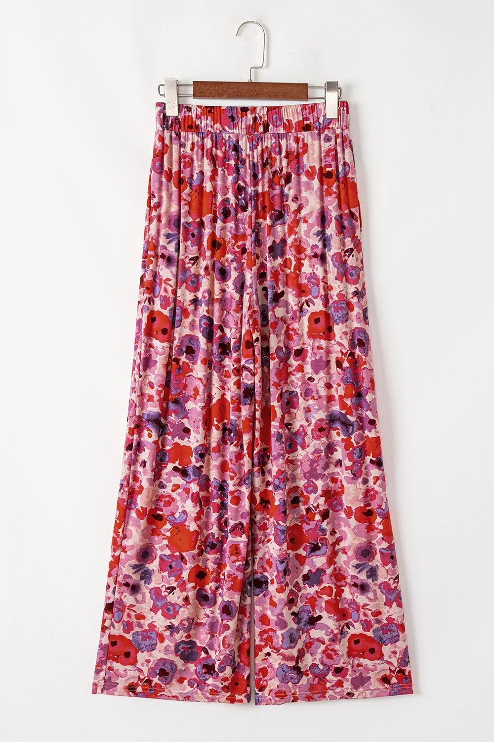 Floral Wide Leg Elastic High Waist Pants
