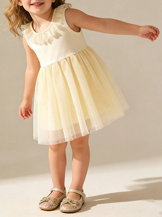 Children's Ruffled Collar Tulle Dress