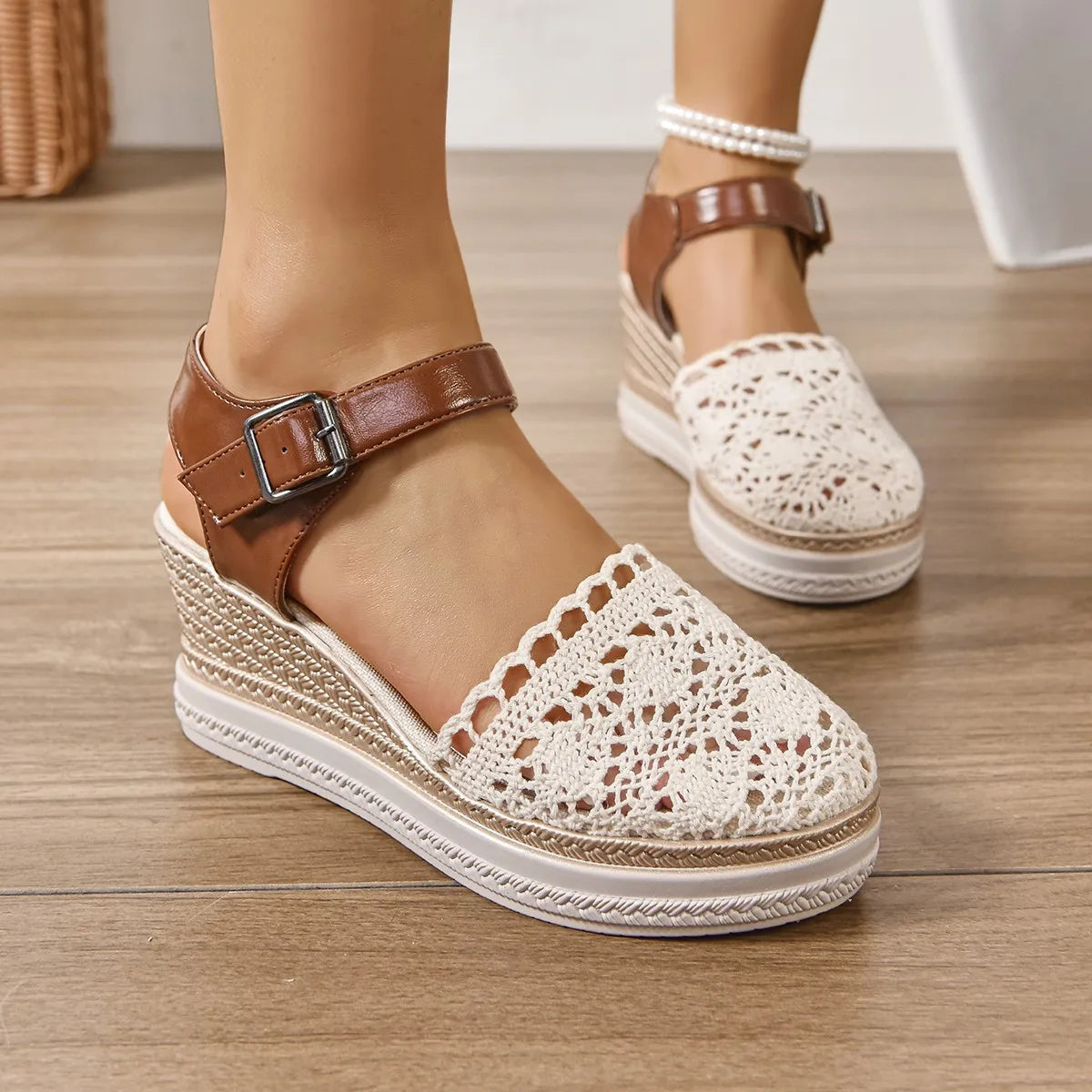 Round Toe Wedge Sandals