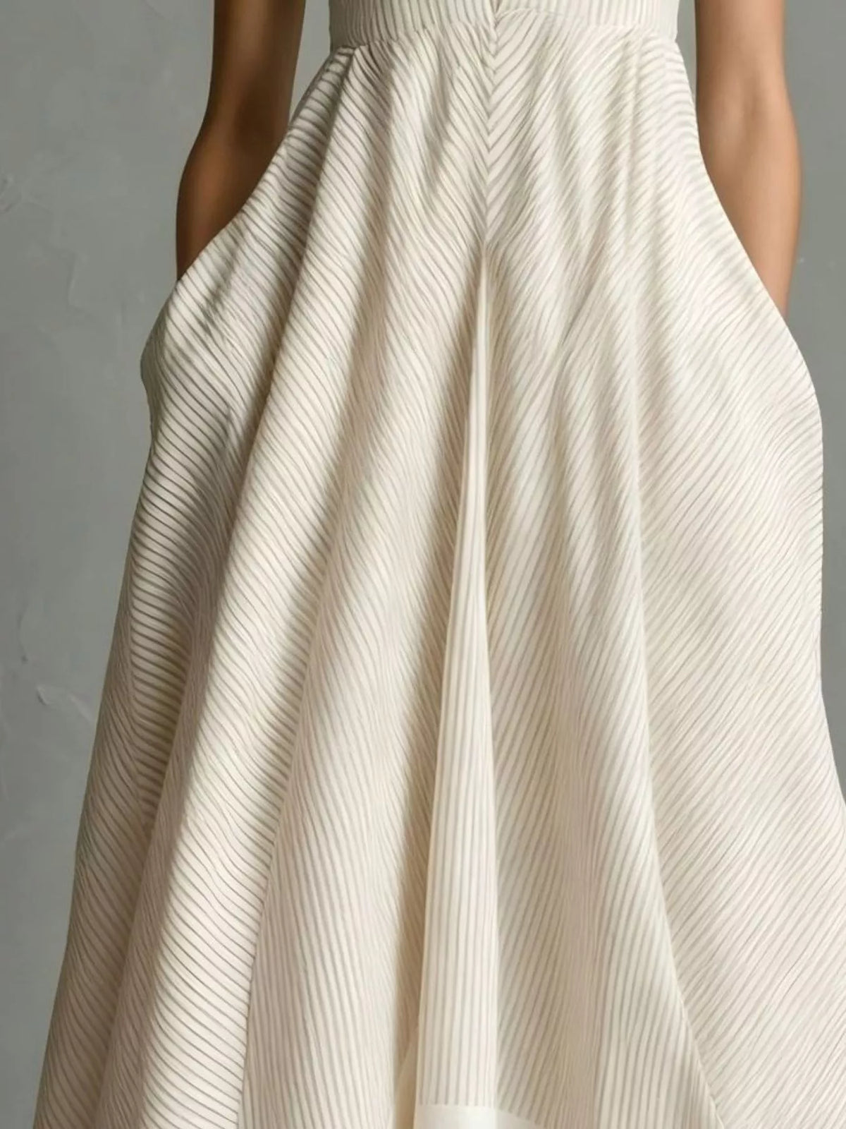 Full Size Striped Halter Neck Maxi Dress with Pockets Plus Size