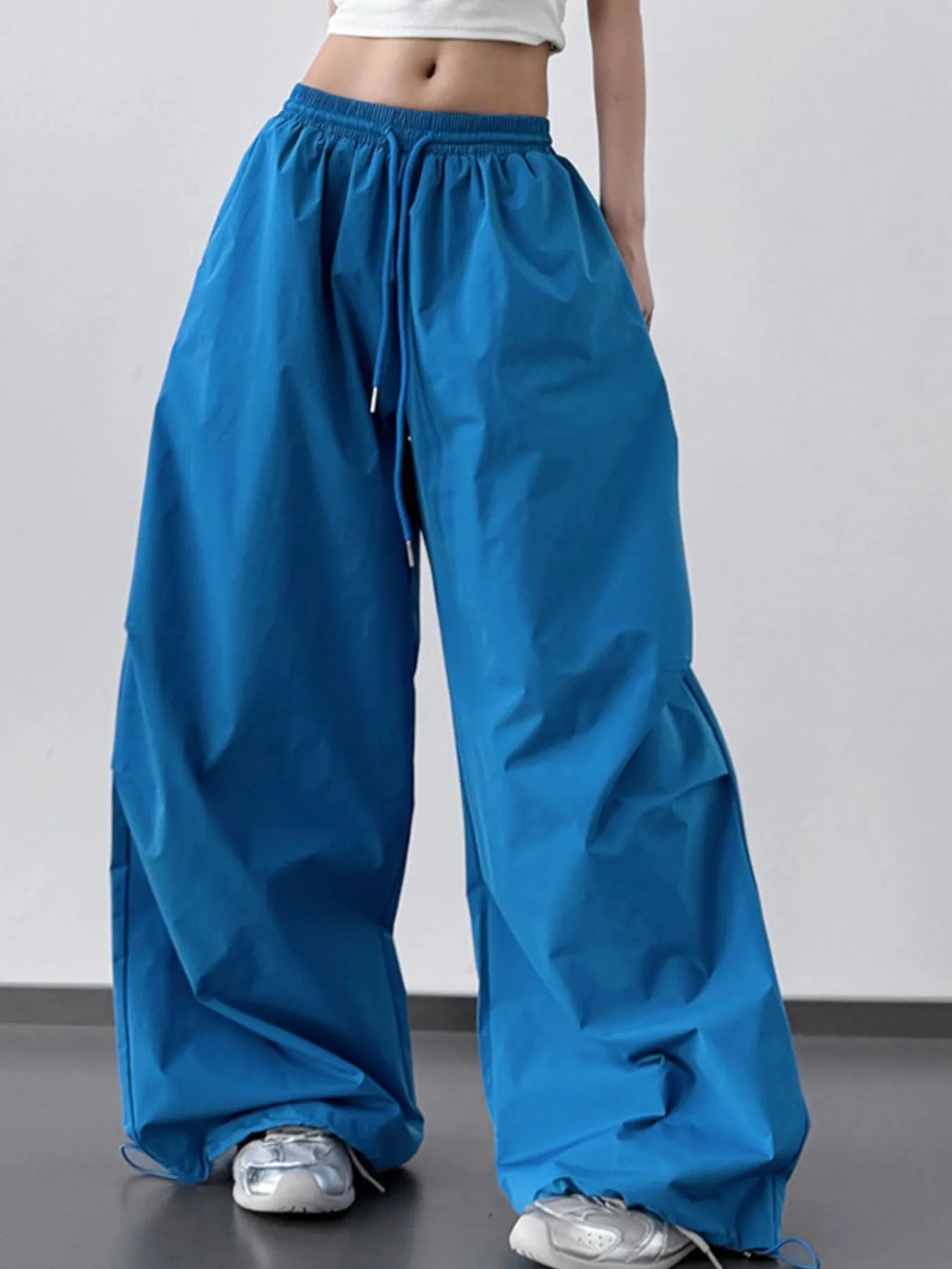 Letter Back Wide Leg Drawstring Pants