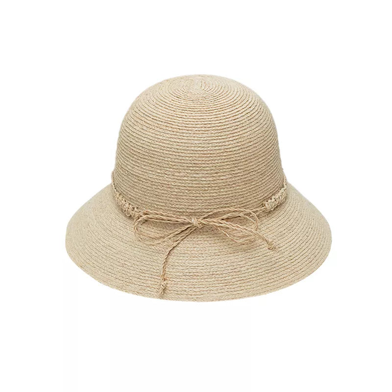 Straw Bucket Hat with Decorative Band