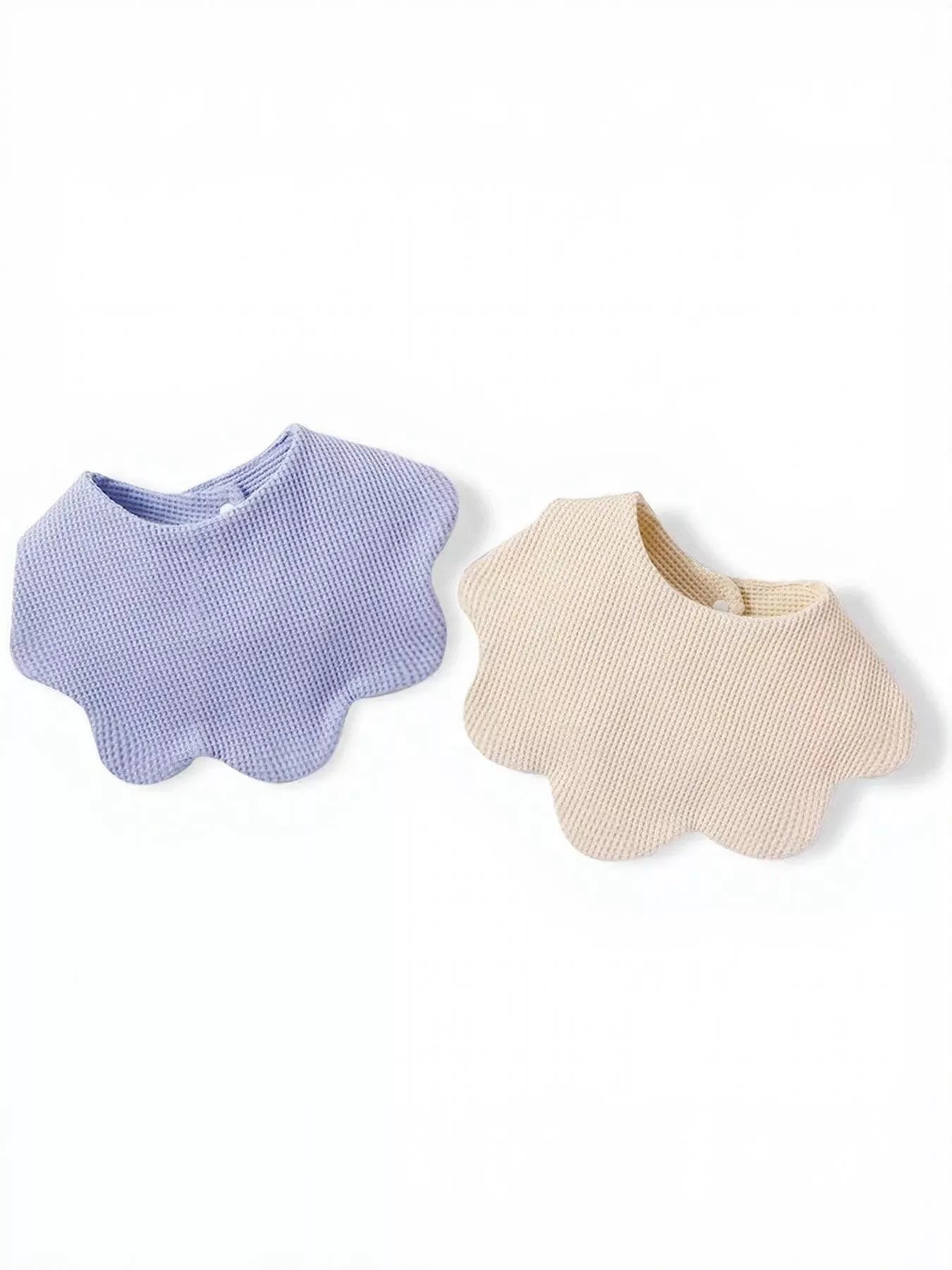 Thick Double-Sided Cotton Bib Drool Bandana with Scalloped Edge