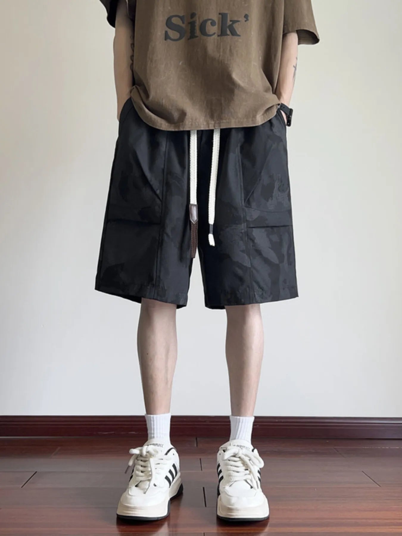 Men's Plus Size Drawstring Wide Leg Shorts