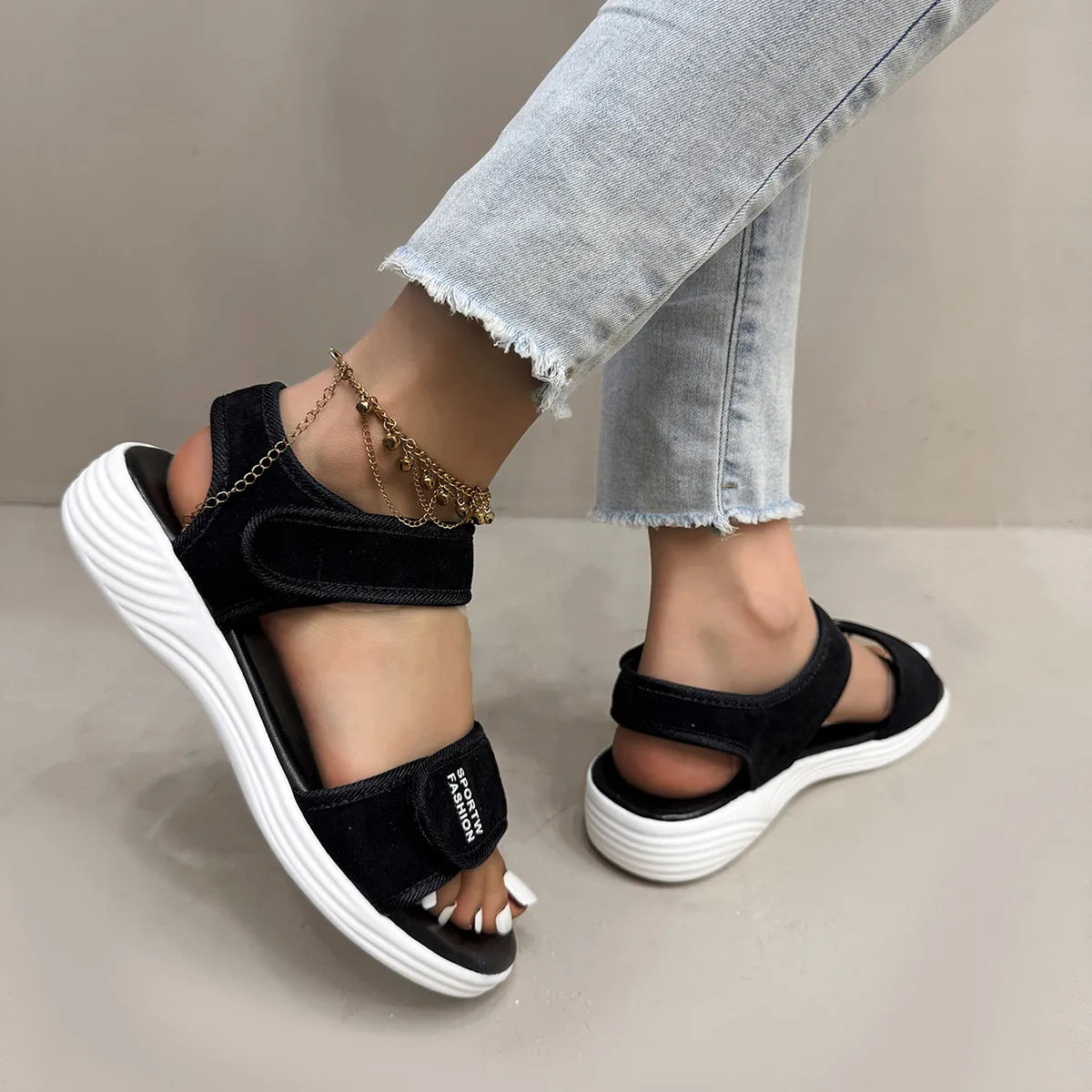 Velcro Strap Open Toe Sandals