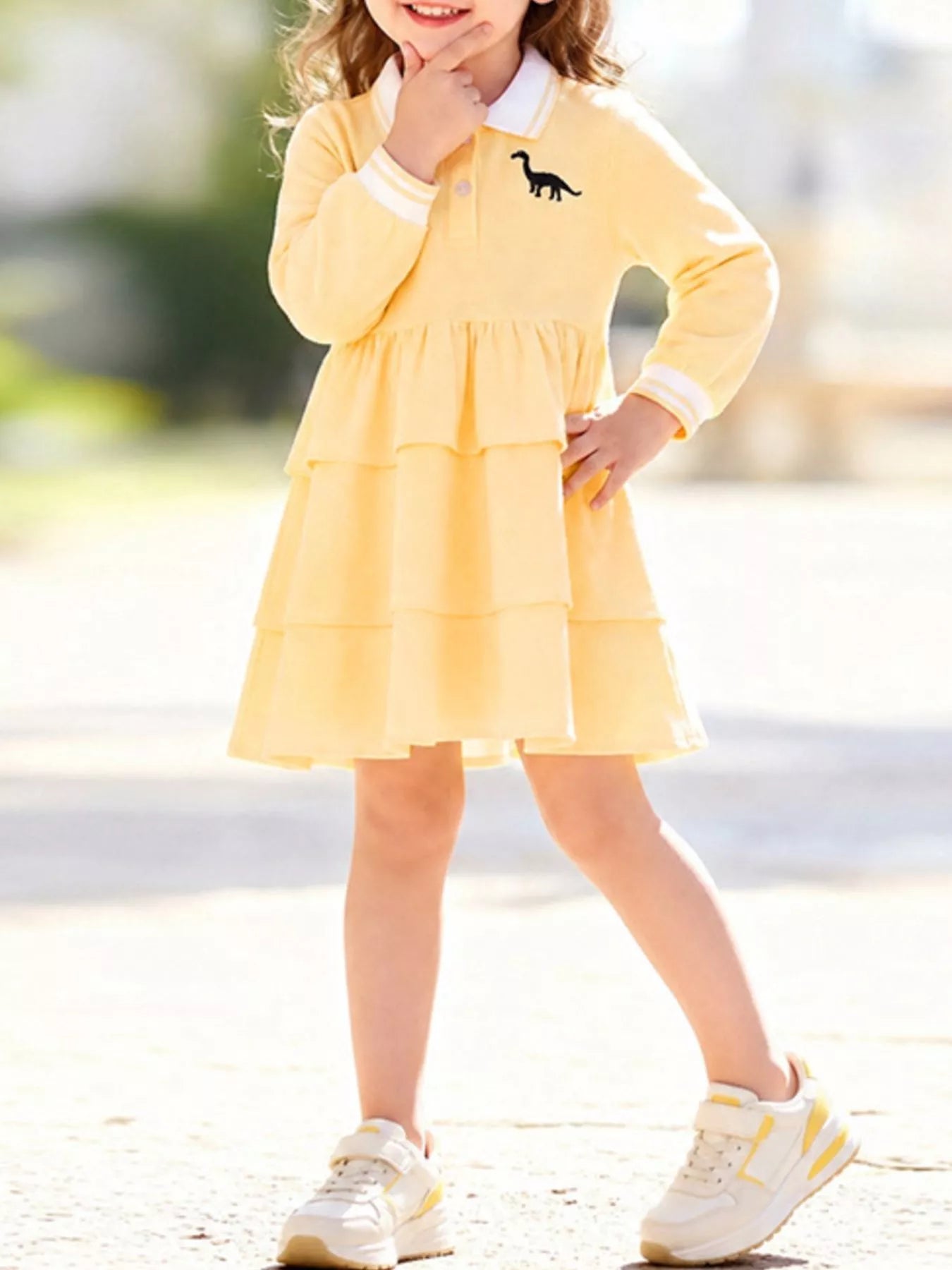 Children's Polo Collar Tiered Dress