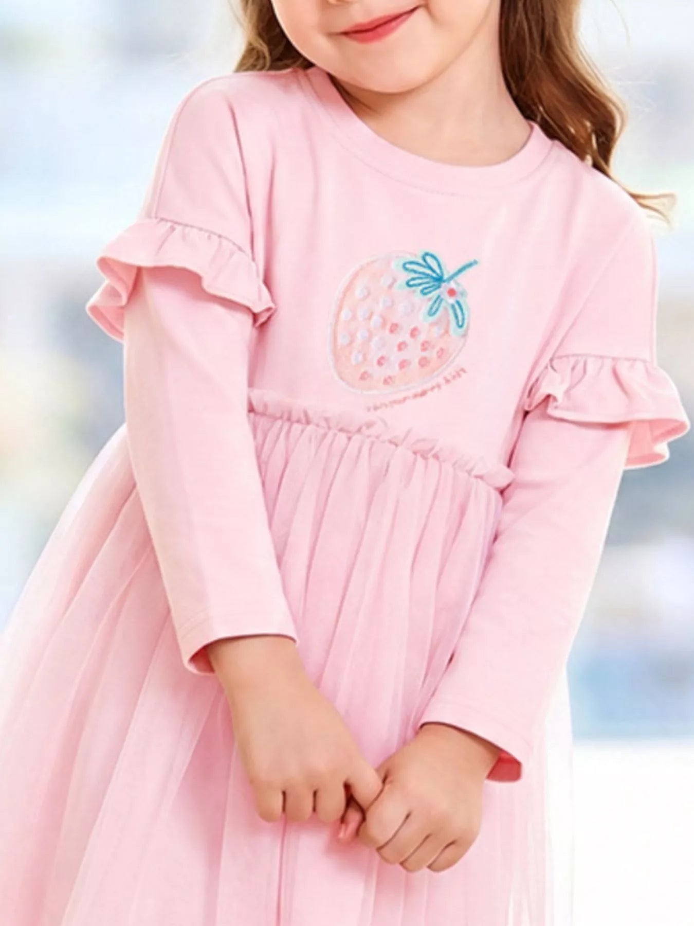 Children's Strawberry Graphic Tulle Dress