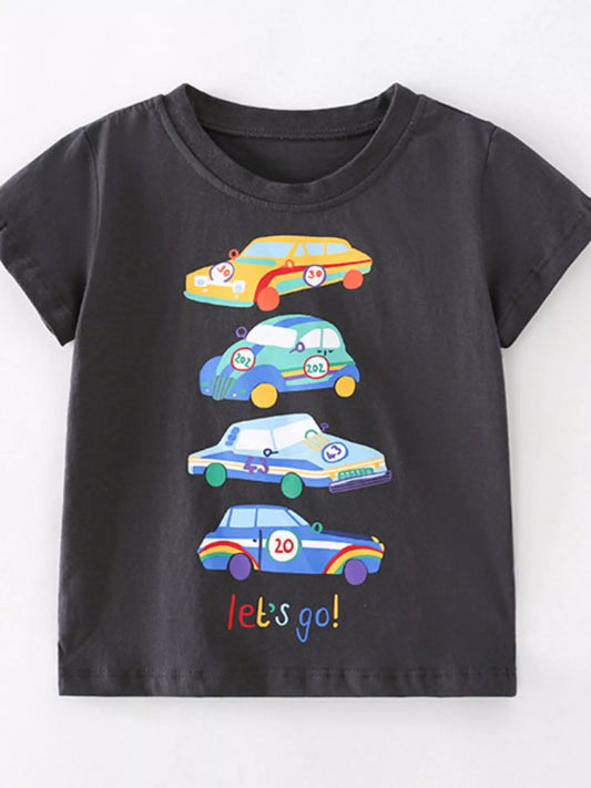 Children's Car Graphic Short Sleeve T-Shirt