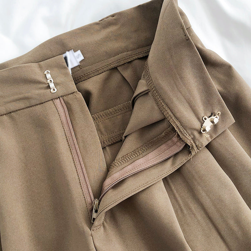 High waist pleated wide leg culottes
