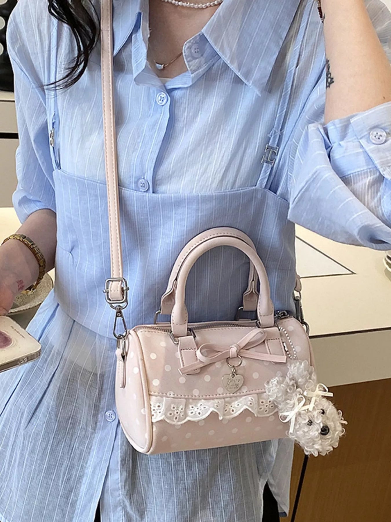 Polka Dot Bow Crossbody Bag