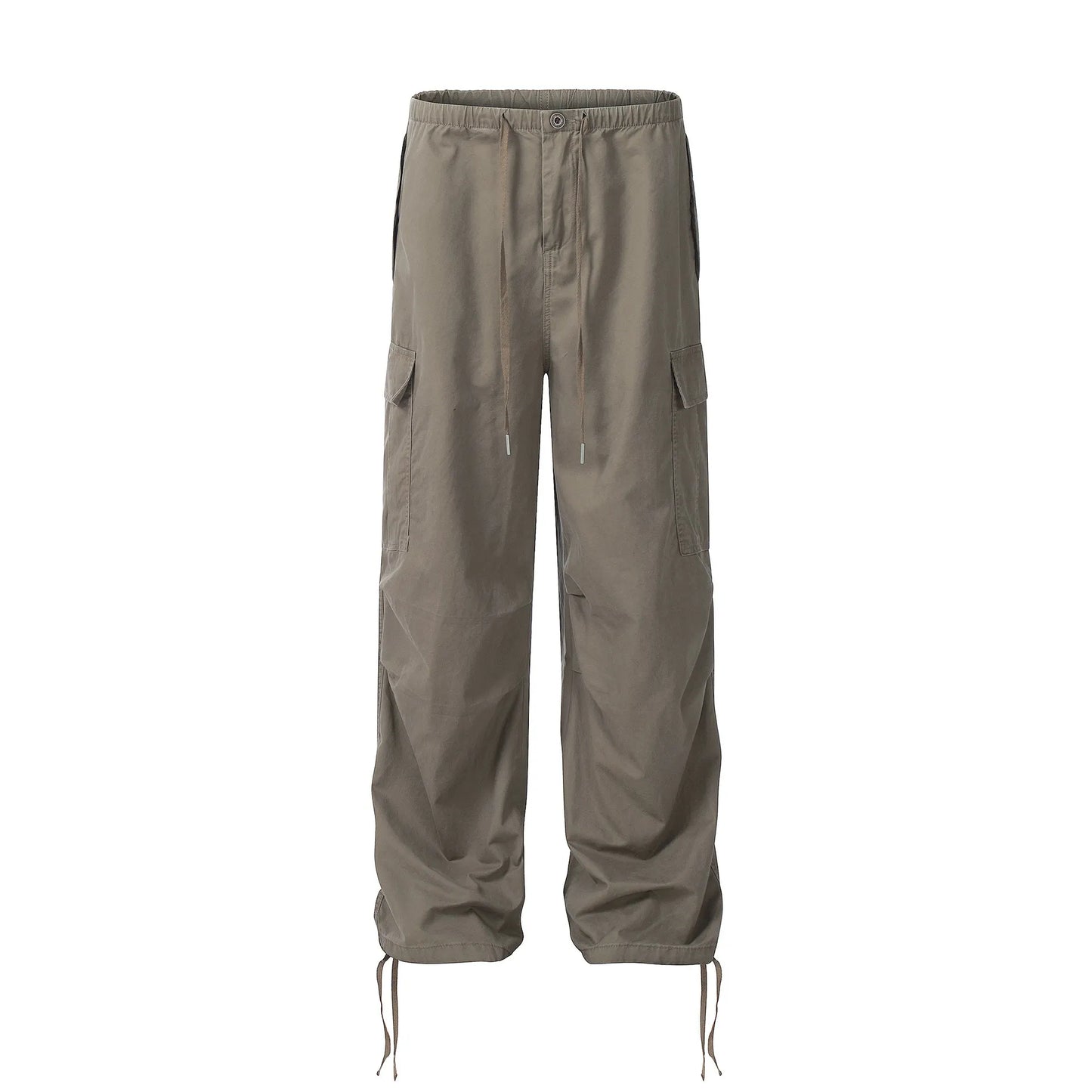 Men's Casual Drawstring Cargo Pants with Multiple Pockets