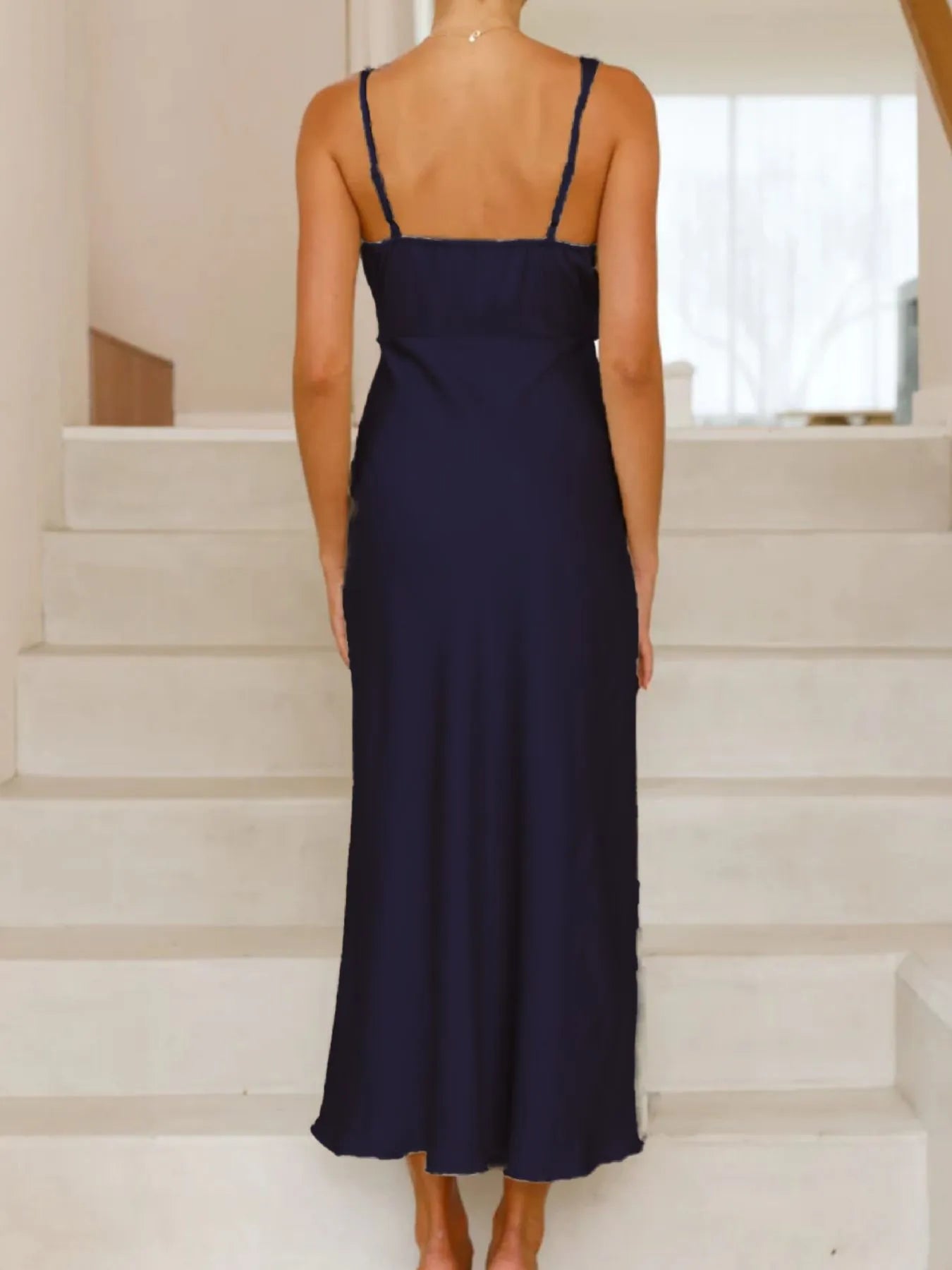 Satin Asymmetrical Midi Dress