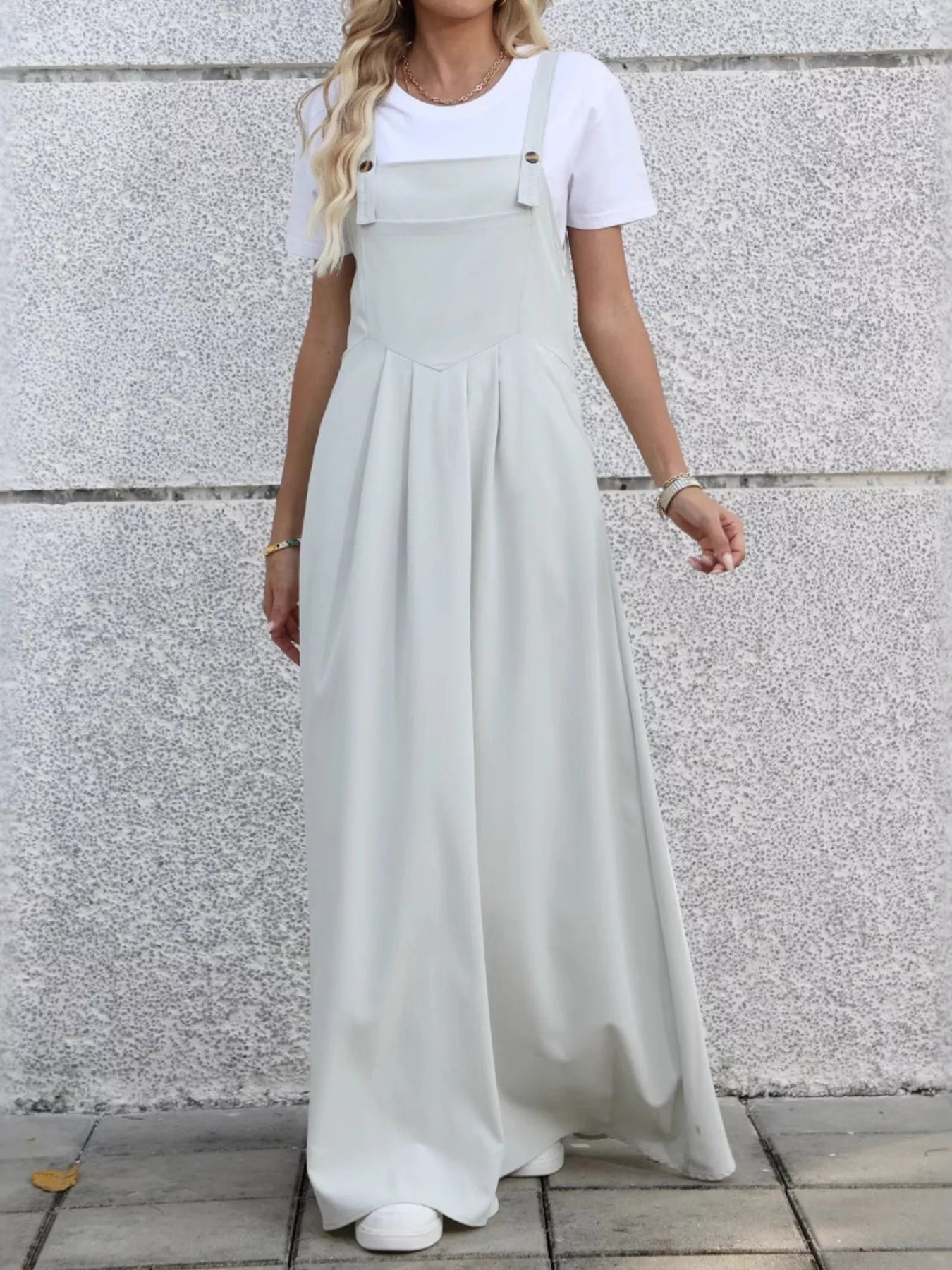 Pleated Detail Overall Dress