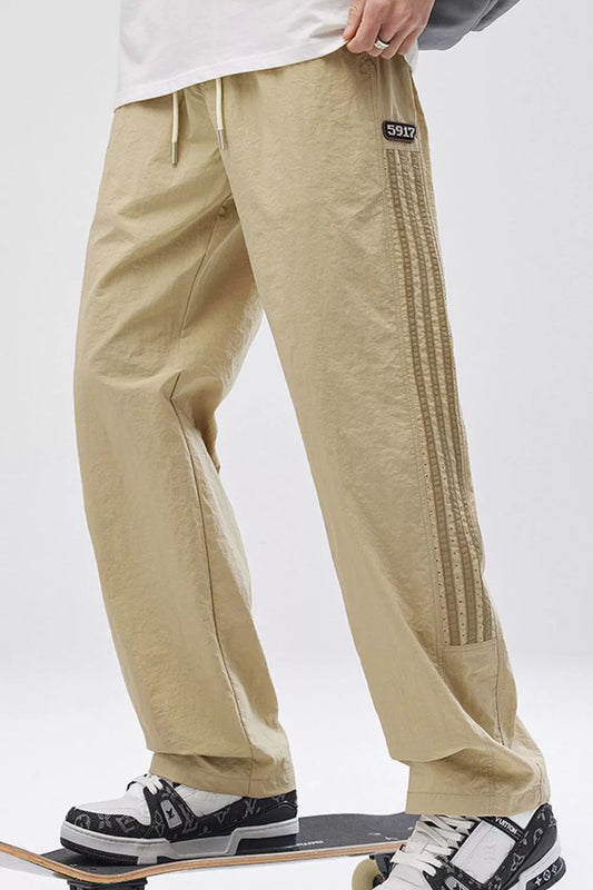 Men's Full Size Casual Loose-Fit Pants with Side Stripes Plus Size