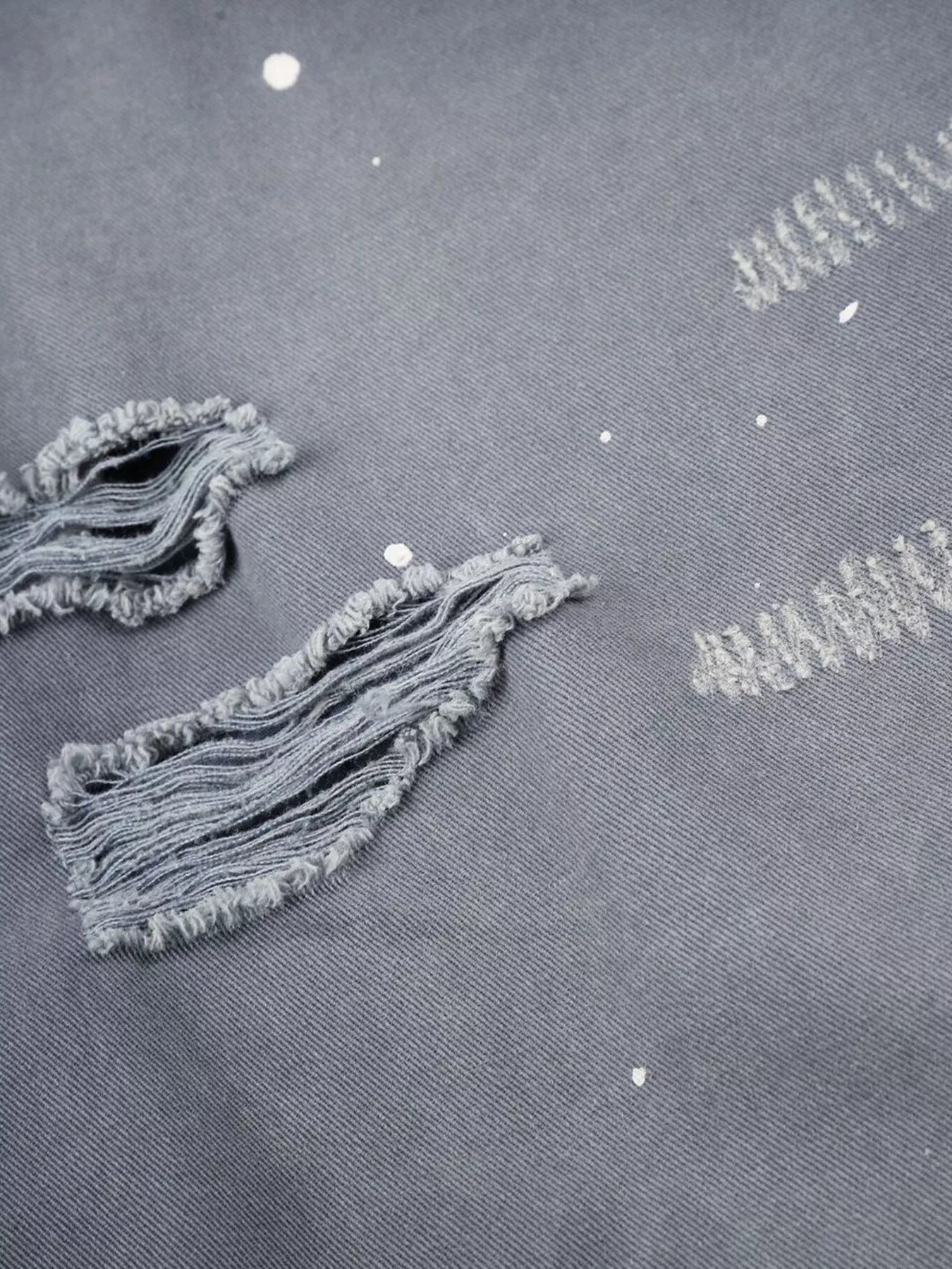 Men's Distressed Wide-Leg Denim Capris