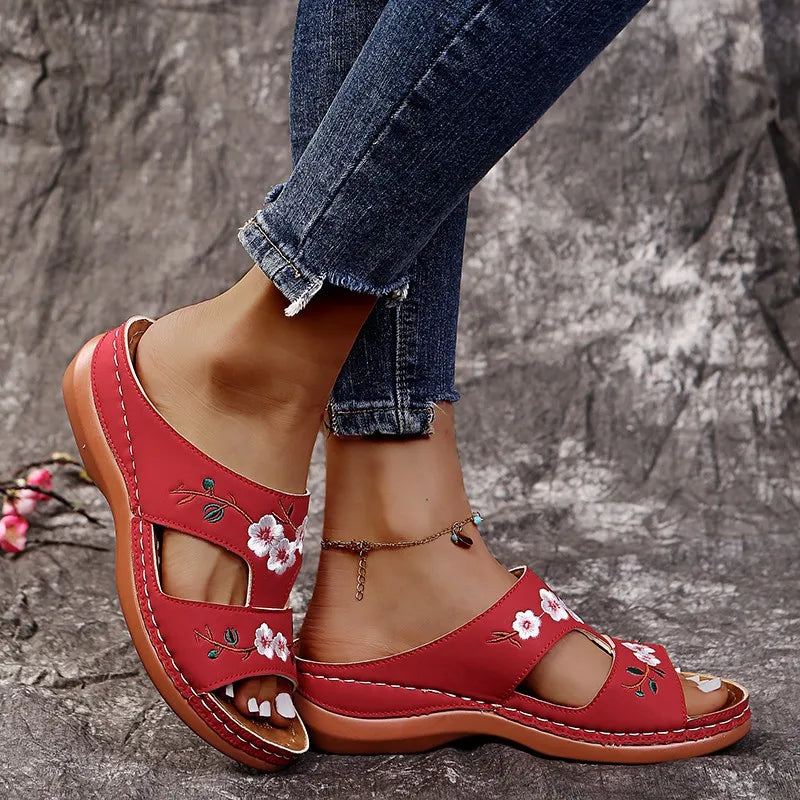 Floral Embroidered Cutout Sandals