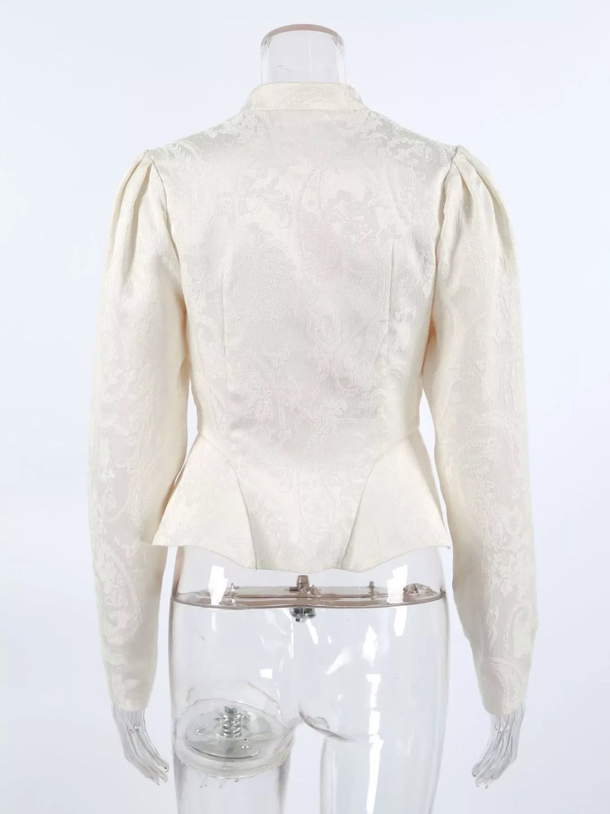 Jacquard Peplum Puff Sleeve Outerwear