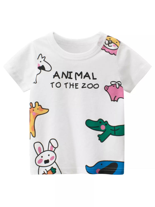 Children's Animal Print Round Neck T-Shirt