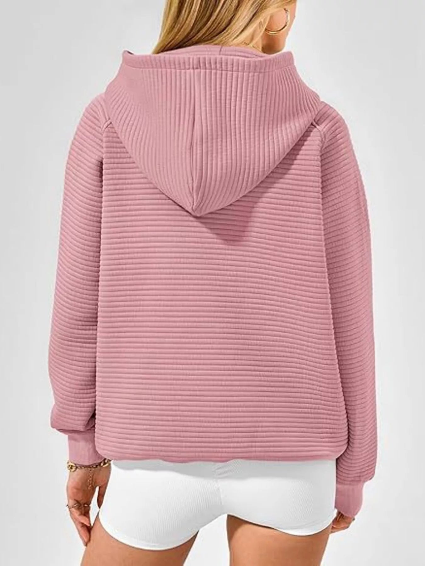 Texture Kangaroo Pocket Raglan Sleeve Hoodie
