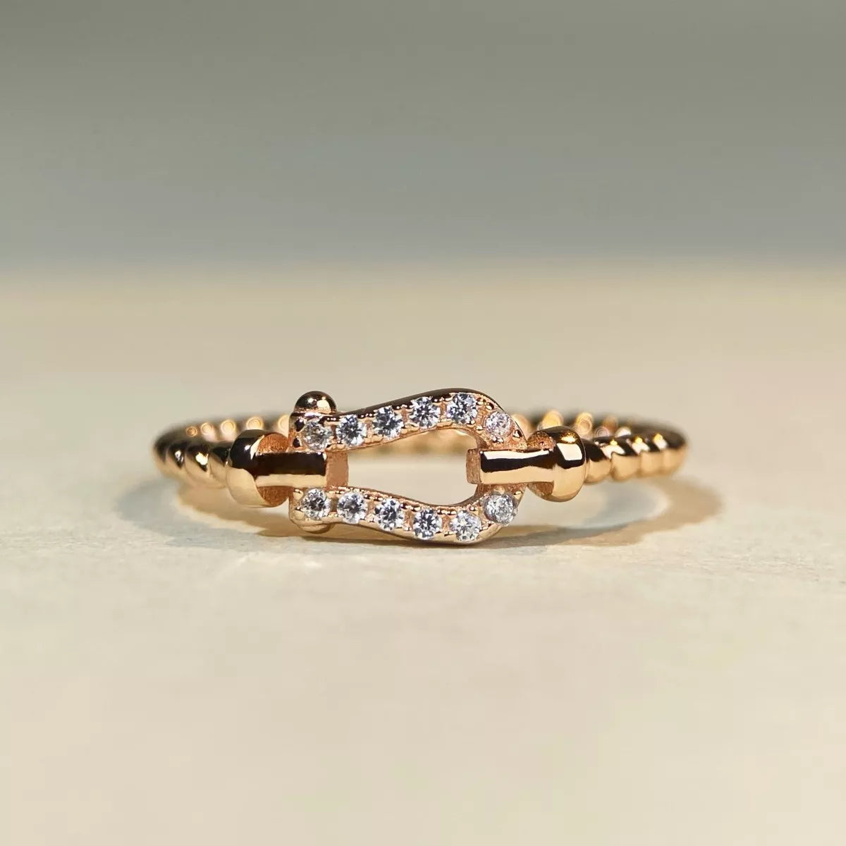 925 Sterling Silver Zircon Horseshoe Shaped Ring