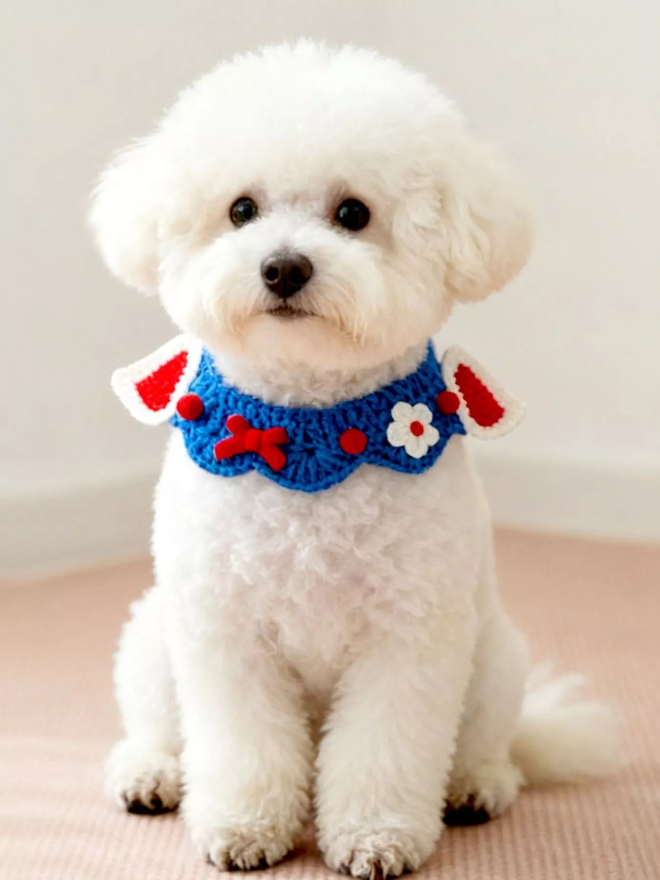 Handmade Crochet Floral Pet Scarf