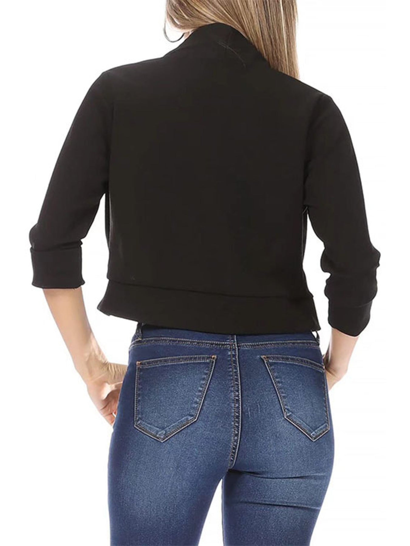 Full Size Cropped Open Front Blazer Plus Size