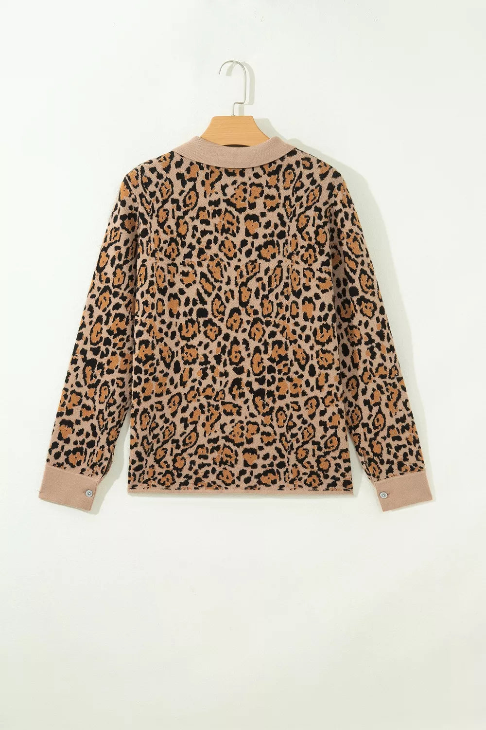 Leopard Print Button-Up Cardigan Long Sleeve Cardigans