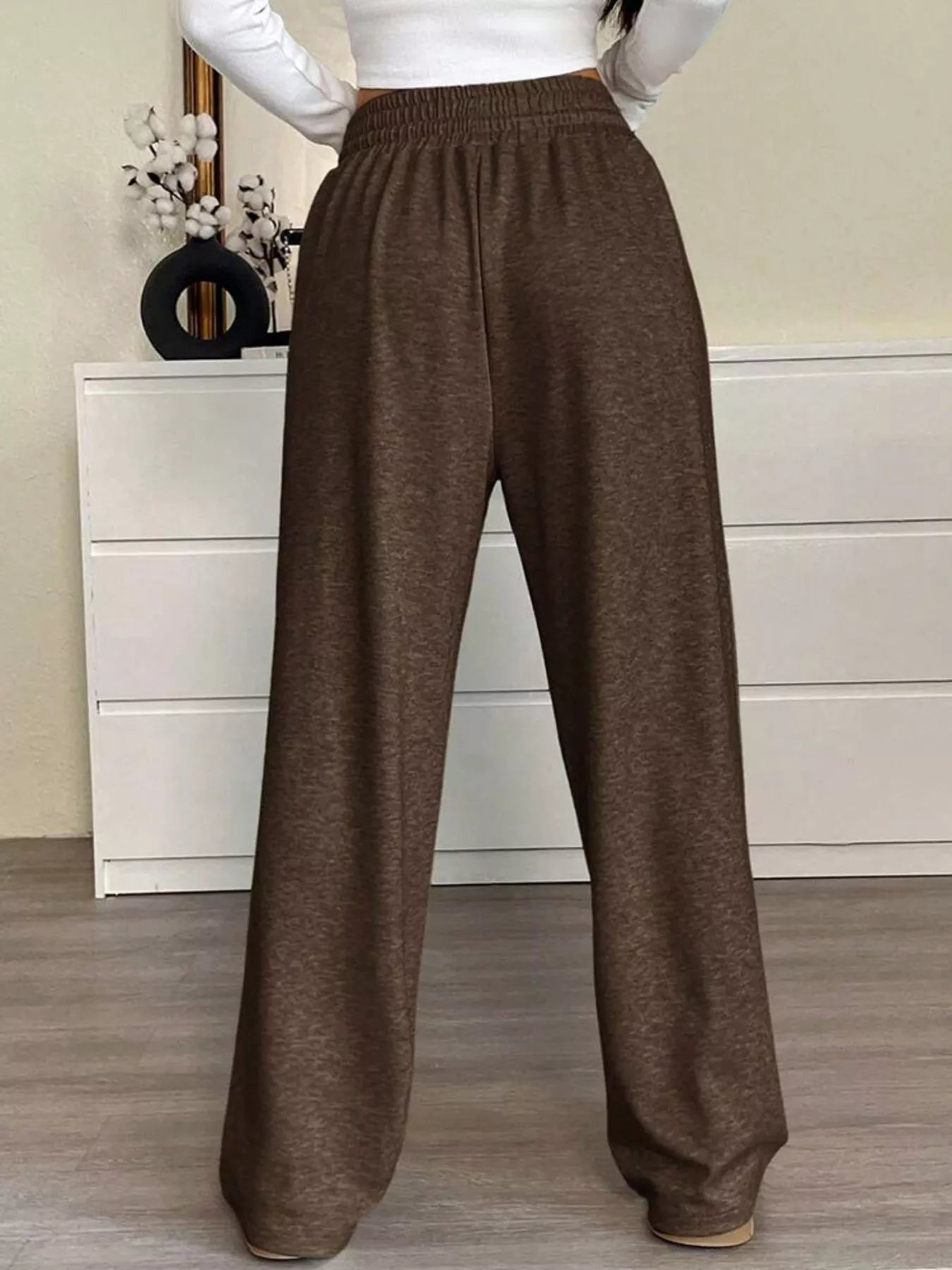 High-Waisted Wide-Leg Pants with Drawstring