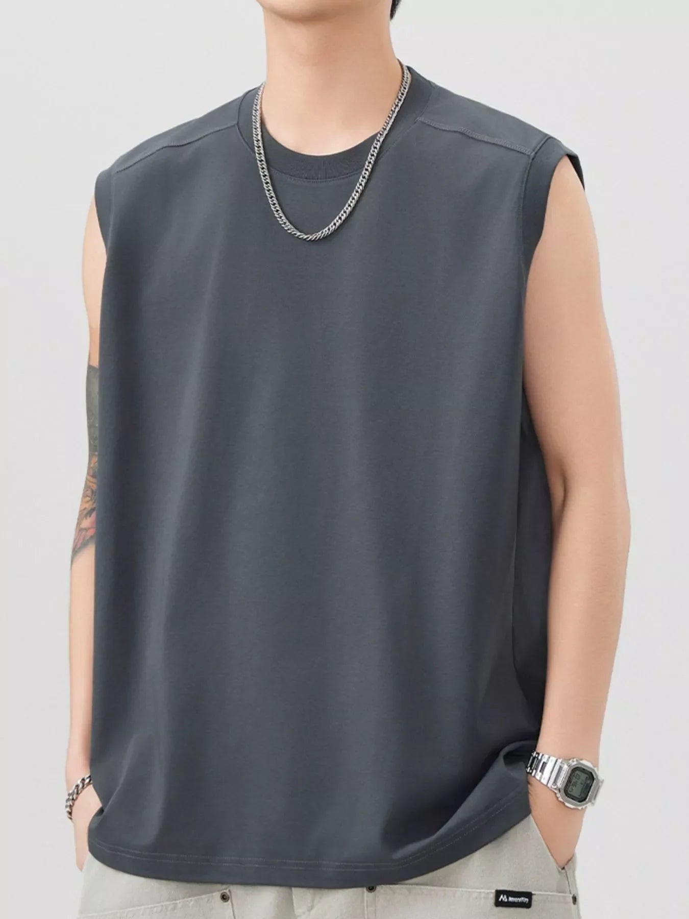 Men's Plus Size Round Neck Tank