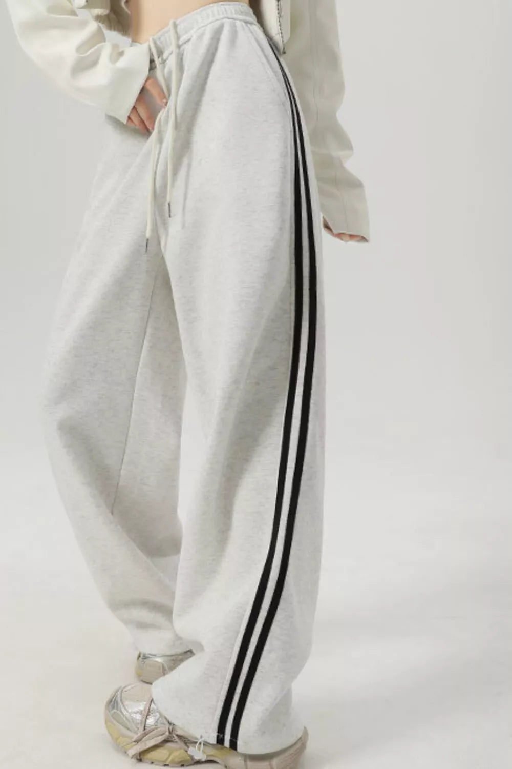 Wide Leg Side Striped Pants