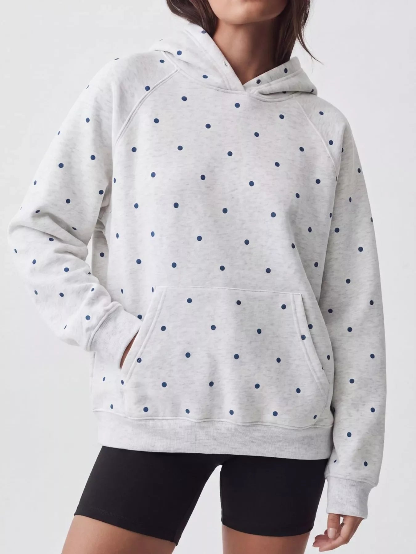 Polka Dot Raglan Sleeve Hoodie
