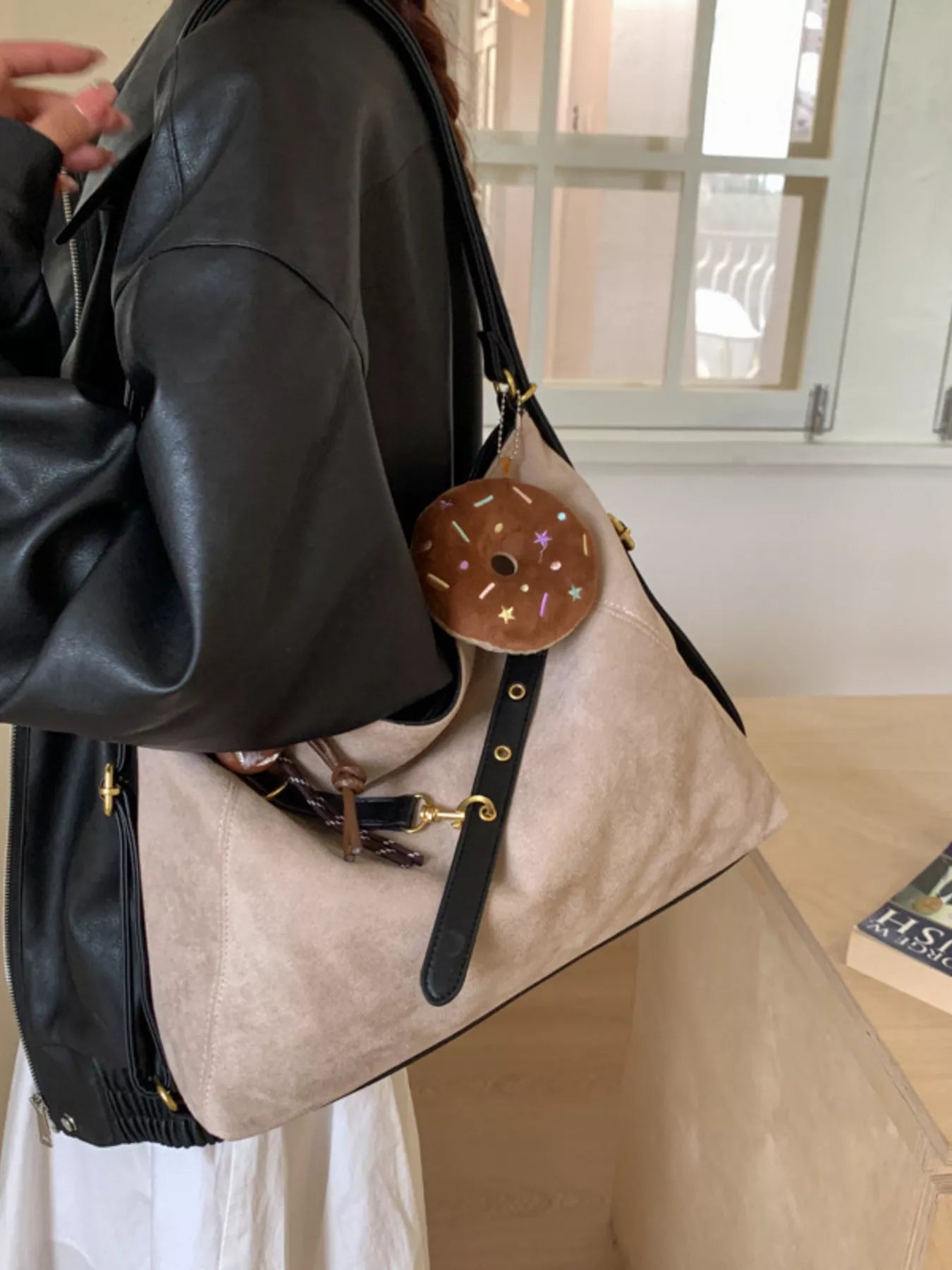Adjustable Strap Handbag with Charm