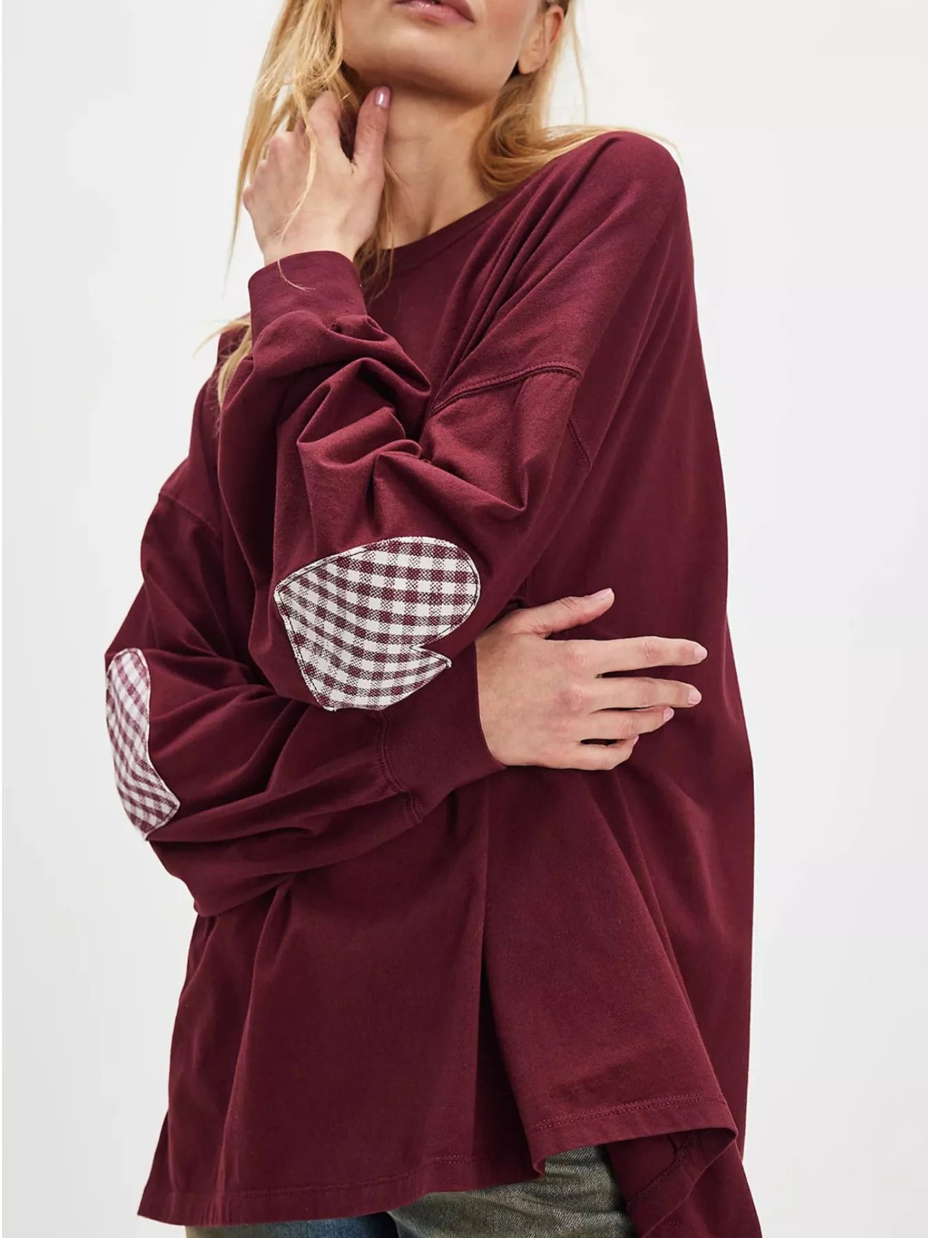 Heart Patch Long Sleeve Sweatshirt